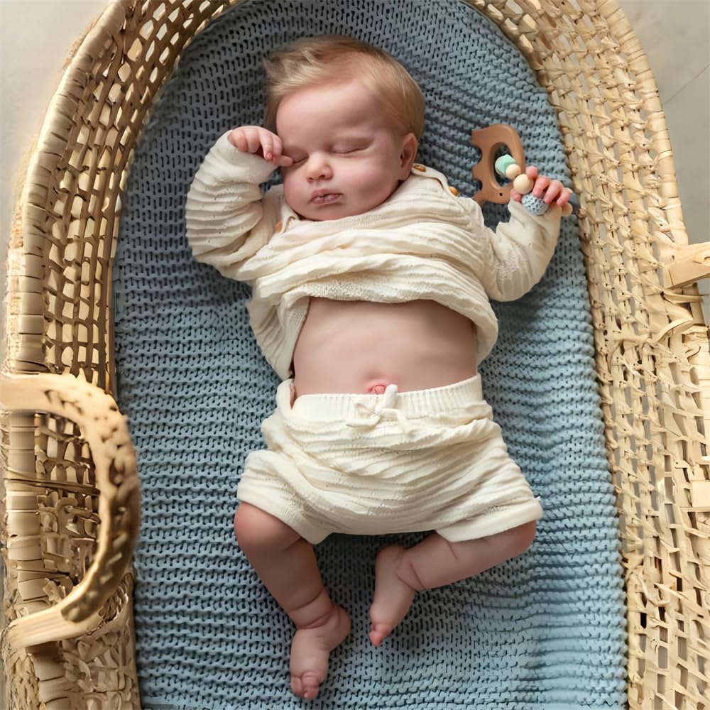 OYESY Reborn Baby Dolls Girls 20 Inches Handmade Washable Reborn Babies Soft Vinyl Body with Anatomically Correct, Reborn Doll Looks Like a Real Baby (Closed Eyes Blonde Girls)