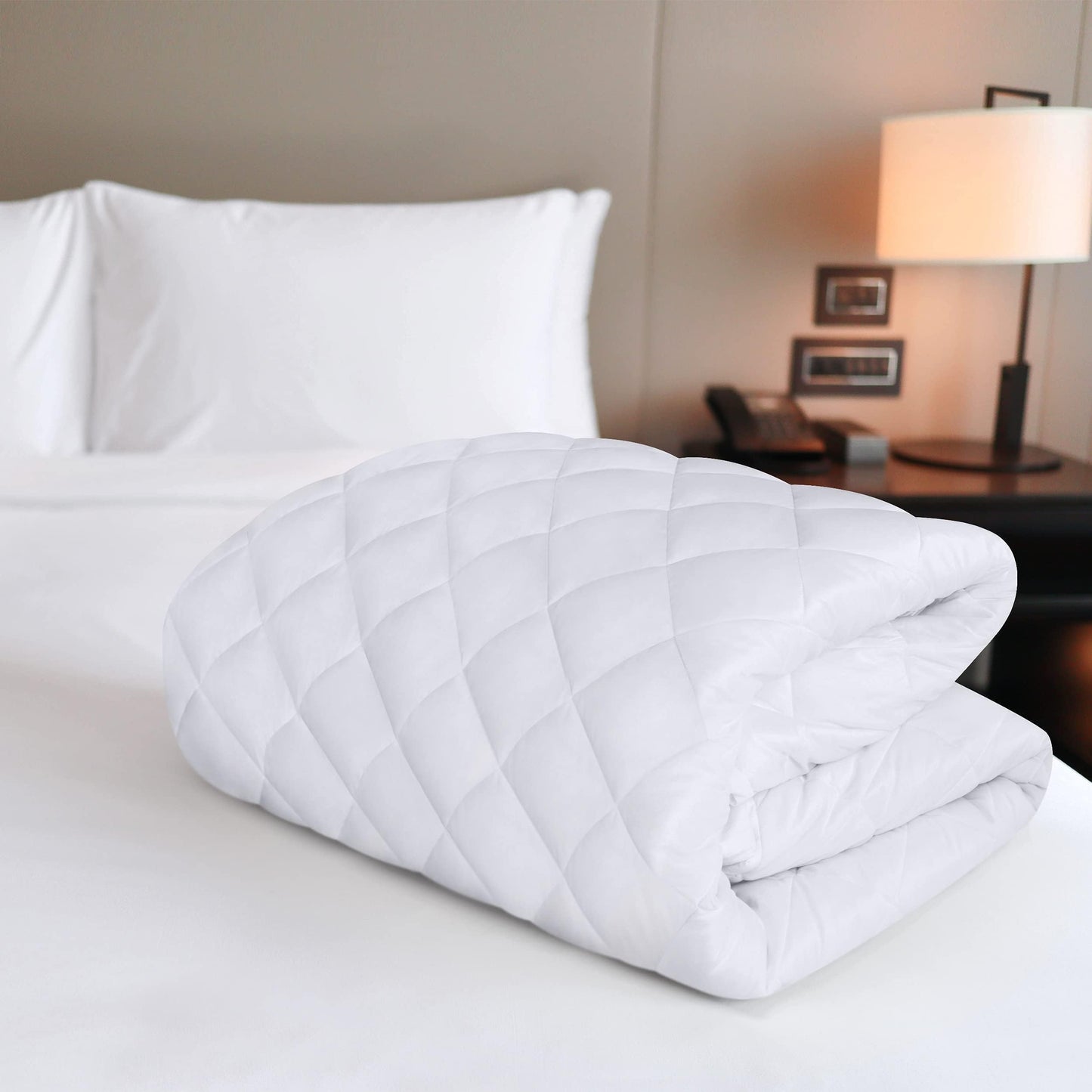 Quilted Fitted Mattress Pad 2 Pack, King Mattress Protector Topper with Deep Pocket Stretches up to 16 Inches, Machine Washable Mattress Cover by Utopia Bedding (White)