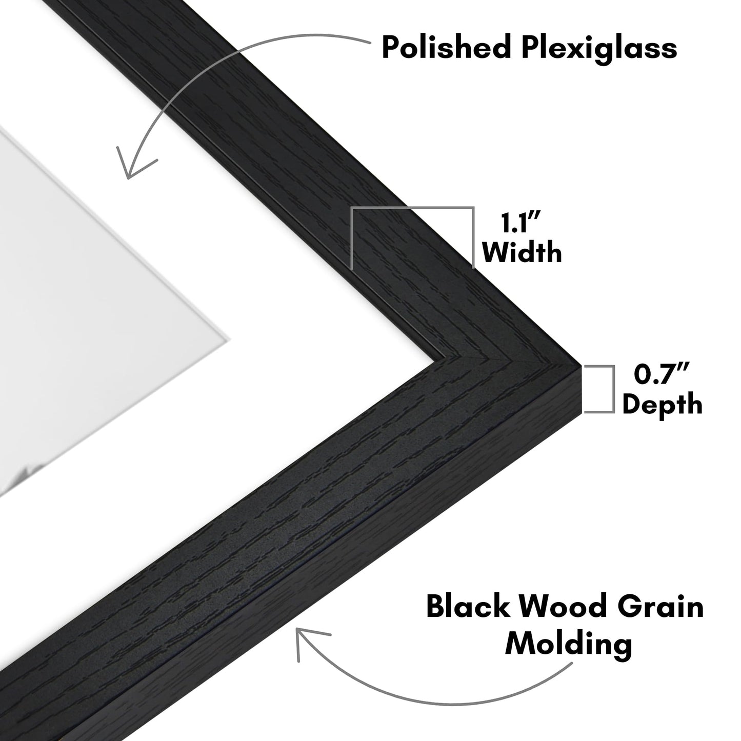 Americanflat 26x32 Poster Frame - Black Engineered Wood with Polished Plexiglass - Matted to 22x28 Photo Size - Hudson Collection - Wide Picture Frame for Wall Display - Black