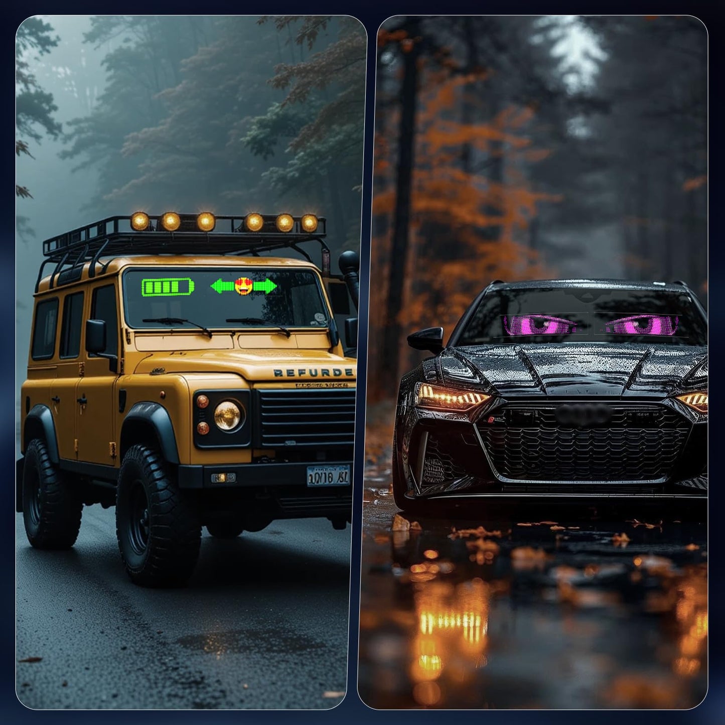 LED Eyes for Truck| Devil Eyes Light for Cars | Flexible Scrolling Programmable LED Signs | Can Edit Text/Graffiti/Animations