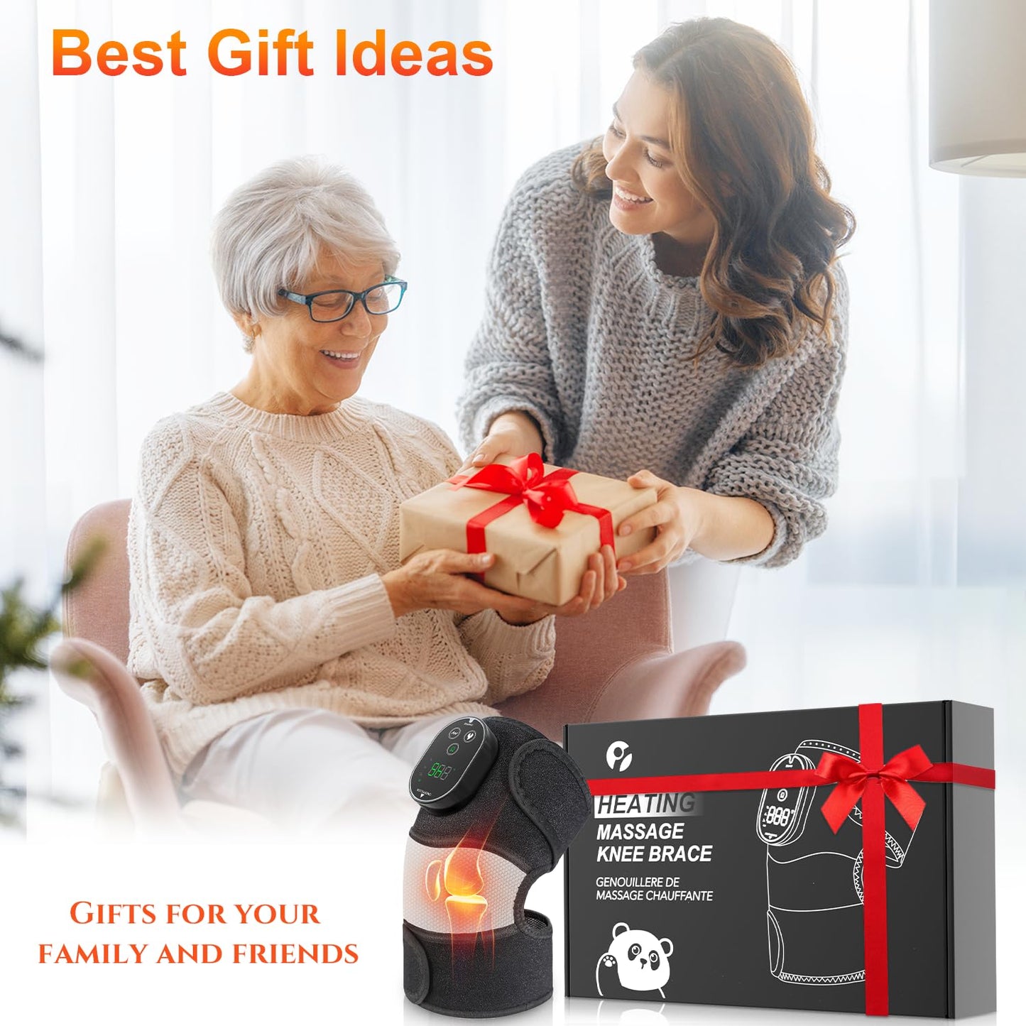 YUANBO Electric 3-in-1 Cordless Heated Massager with Heat for Knee Elbow Shoulder Wrap with 3 Vibration & Heating Modes (2 Pack)