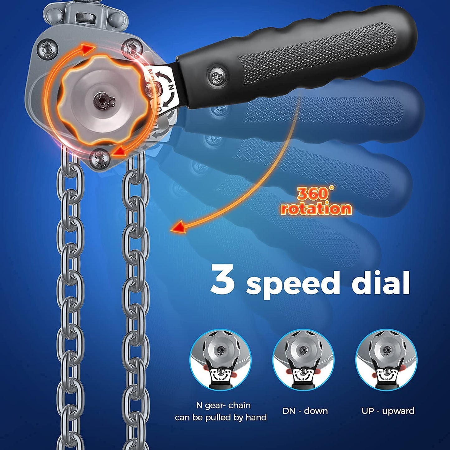 Anbull Mini Lever Chain Hoist 1100LBS/0.5T, Manual Hoist 10 FT/3M, Mini Puller Come Along G80 Chain W/Storage Bag, Aluminum Alloy Material Weighs 6.6Pounds, for Garages Warehouse Automotive Machinery