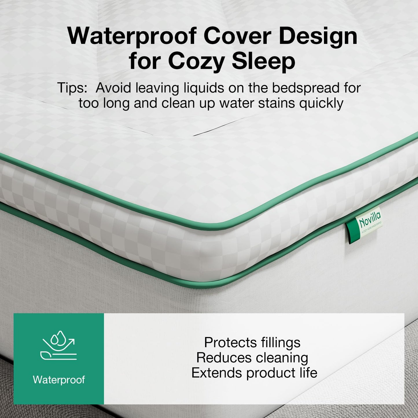Novilla Twin Mattress Topper, Extra Thick Pillow Top Mattress Pad, Down Alternative Fill Breathable Cover, 8-21" Deep Pocket Soft Bed Topper for Back Pain Relief