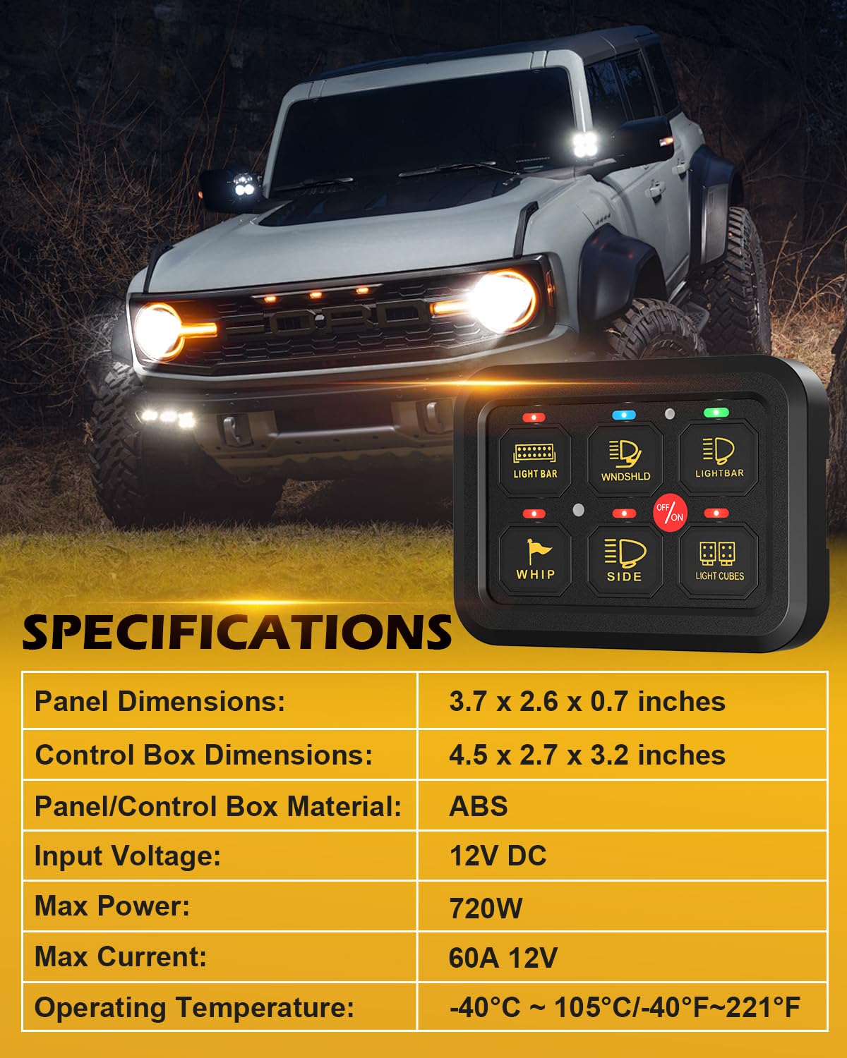 6 Gang Switch Panel with Electronic Relays, Universal Circuit Control Relay System, with Automatic Dimmable On-Off LED Switch