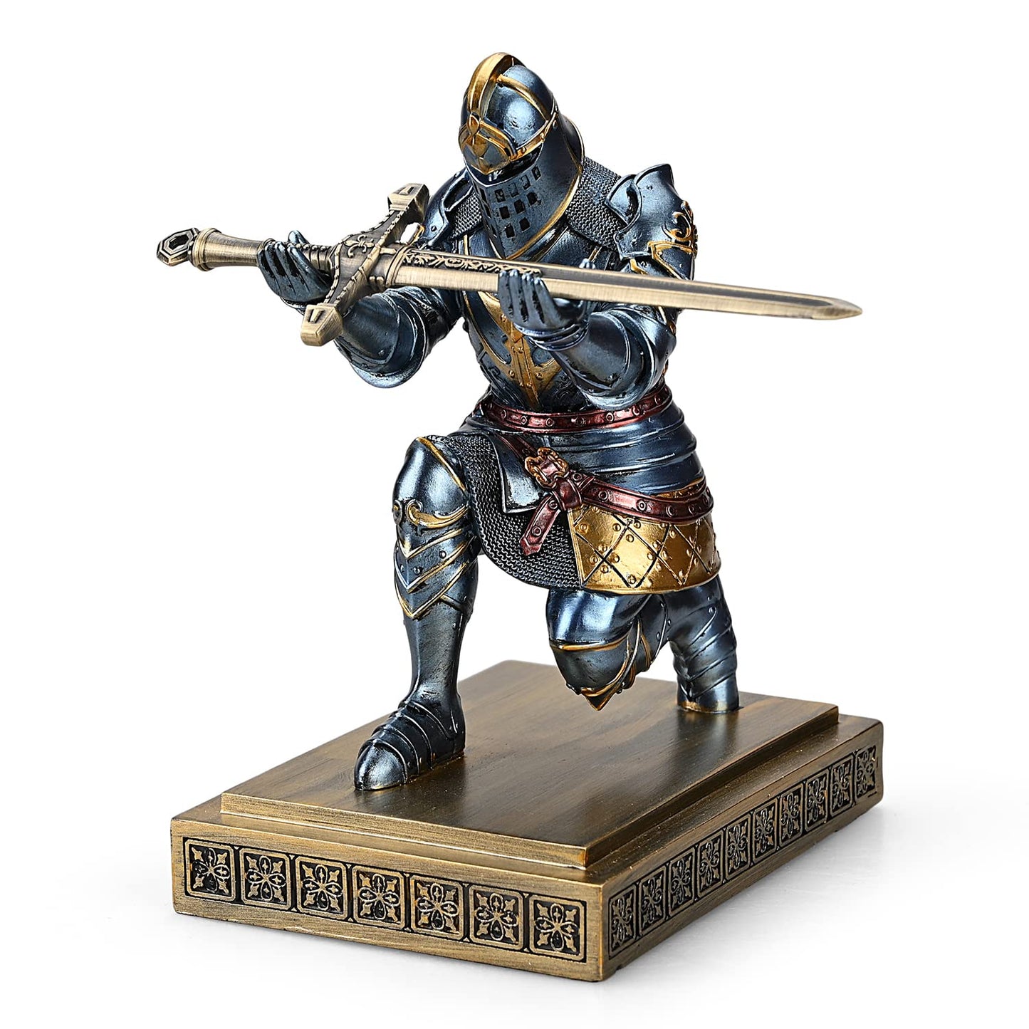 HDMbigmi King's Guard Knight Pen Holder Pen Stand Desk Organizers and Accessories Resin Pencil Holder as Gift for Office and Home (Blue)