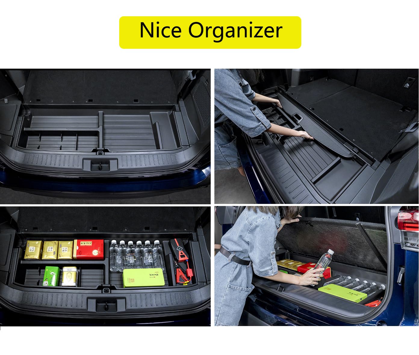 AutoQi For 2020-2026 Toyota Highlander Trunk Hidden Storage Box, SUV Insert Cargo Rear Hatch Organizer, Extra Space fits Highlander Under Cargo Floor Storage Bins Accessories