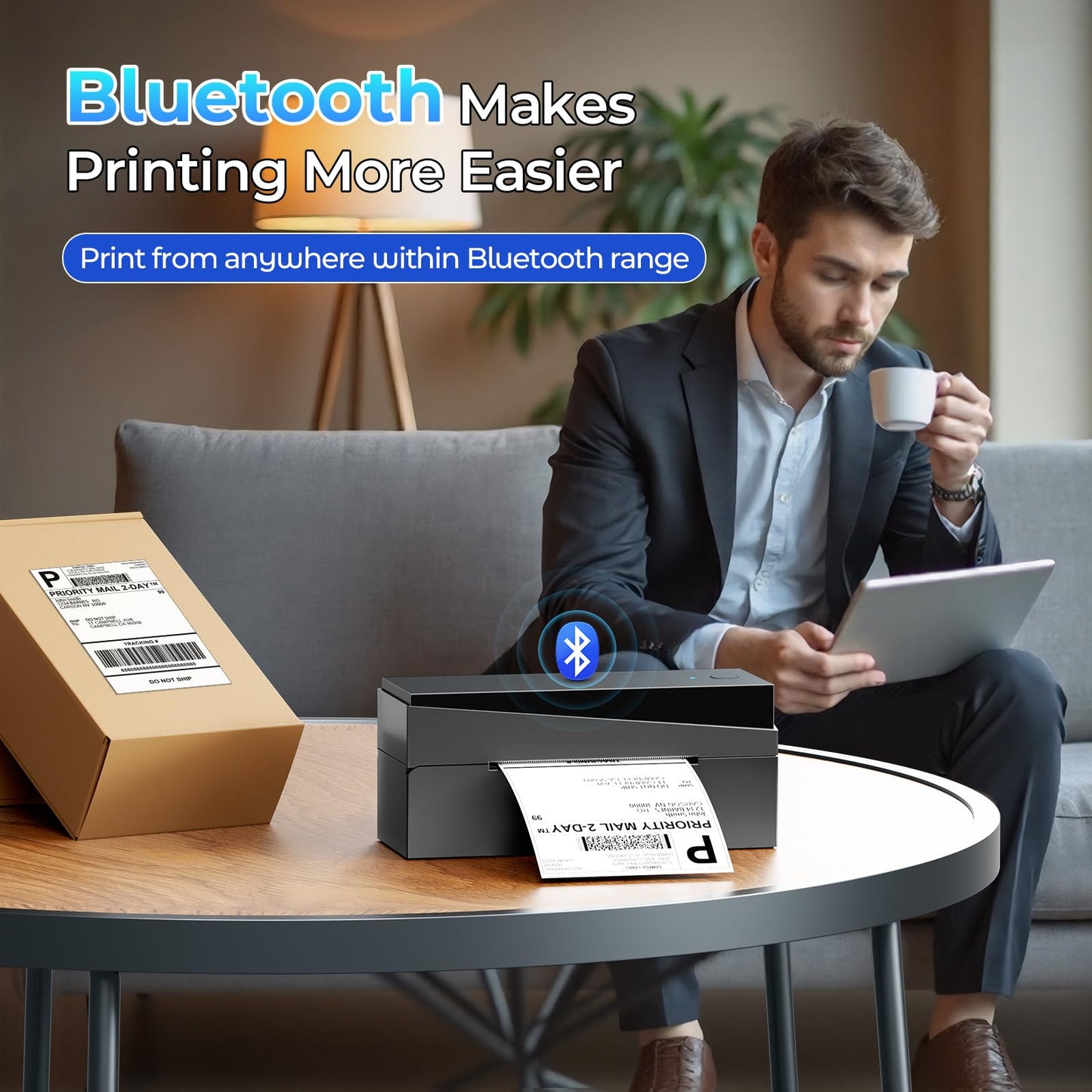 Omezizy Bluetooth Shipping Label Printer 4x6, 249BT Thermal Label Printer 4x6 for Small Business, Shipping Packages, Office, Home, Compatible with Android iPhone iPad Windows macOS Chrome USPS Etsy
