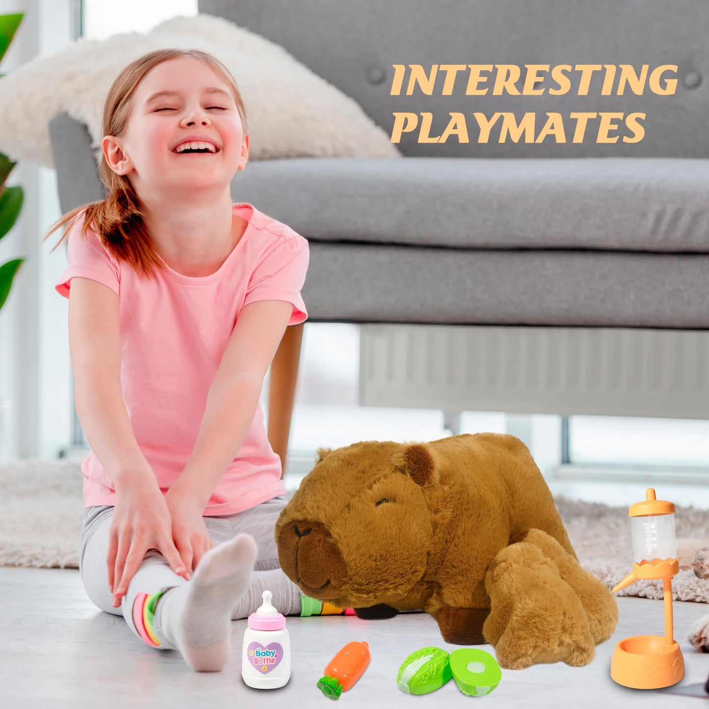 Nurturing Capybara Stuffed Animal with 2 Plush Babies, Capybara Baby Stuffed for Girls and Boys Plushy Mommy with Baby Capybaras for Birthday Party Favors Gifts
