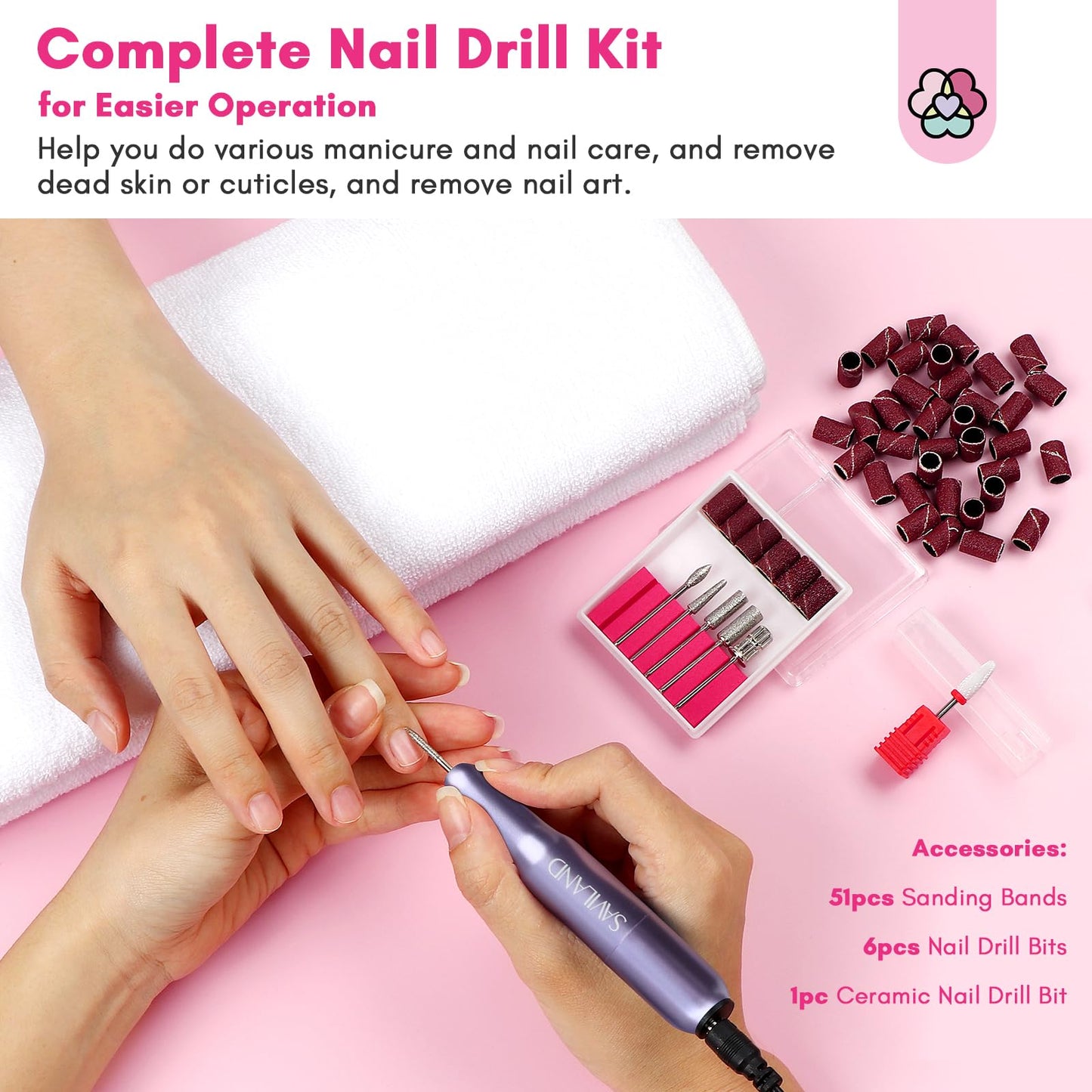 SAVILAND Dip Powder Nail Kit with Drill: Starter Set 30 Colors Summer Spring Keratin Dip Nails Powder with Dipping Powder Liquid Set Activator Base Top Coat Cuticle Oil for DIY Manicure Nail Art