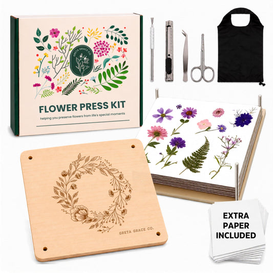 Extra Large Flower Press Kit | 11"x11" 10 Layers | Premium Wooden Pressing Boards, Tools, & Storage Bag | DIY Pressed Flower Plant Preservation Kit | Great Gift | Crafting Kits for Adults & Kids