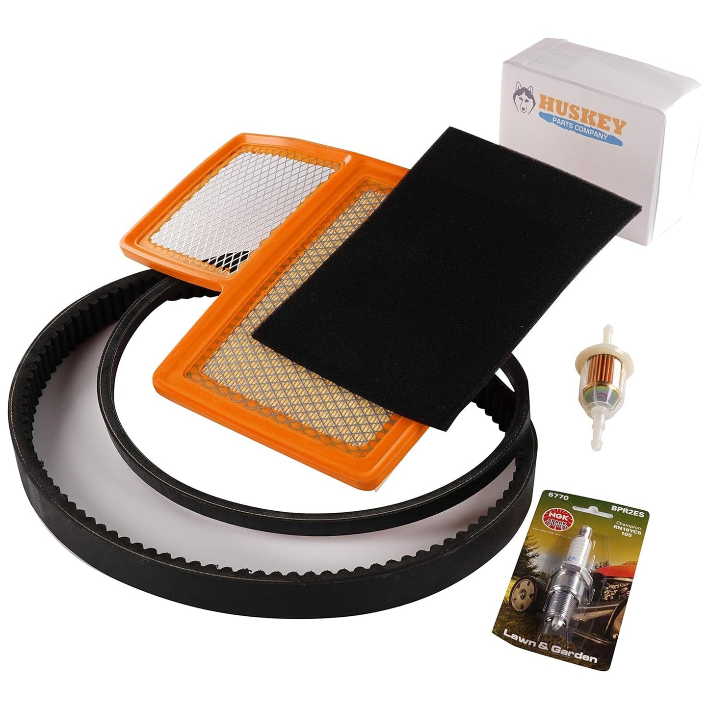 Huskey Golf Cart Tune Up Kit Compatible with Yamaha G16, G19, G22, G29, 2012.5-2016 Gas Golf Carts Including Clutch Drive Belt, Generator Belt, Pre-Filter, Air Filter, Fuel Filter & NGK Spark Plug
