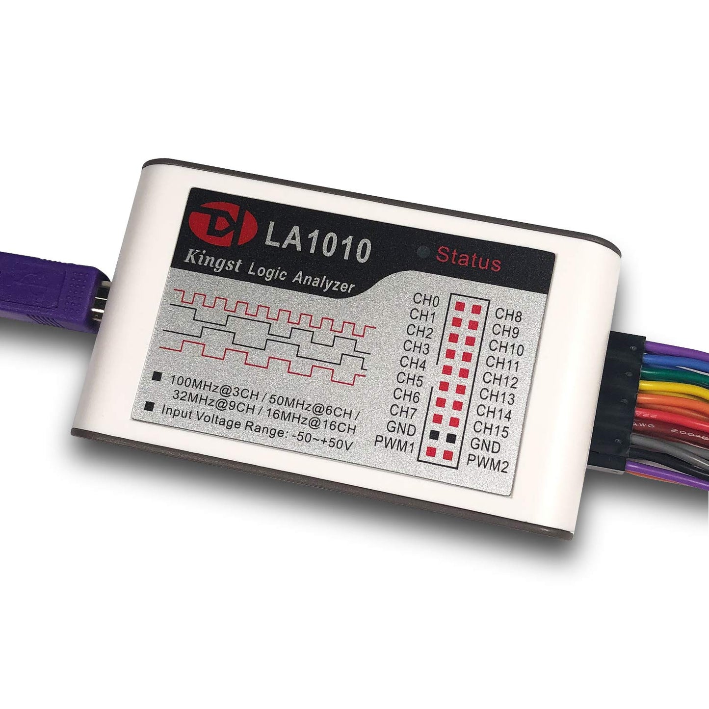 LA1010 USB Logic Analyzer 16 Input Channels 100MHz with The English PC Software Handheld Instrument,Support Windows (32bit/64bit),Mac OS,Linux