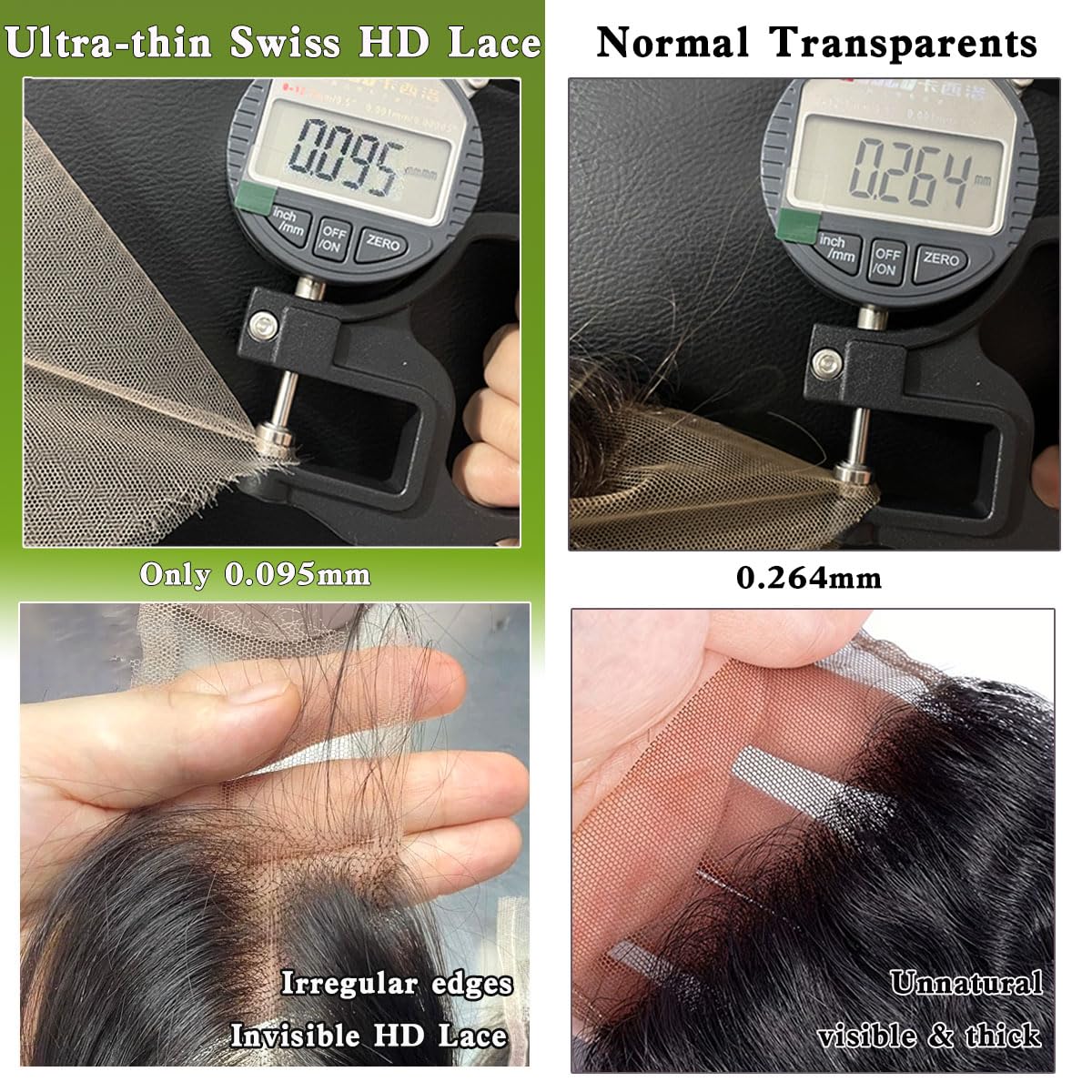 Mnador 5x5 SKINLIKE Real HD Lace Closure Straight Human Hair 0.095mm Ultra-thin hd lace Closure with Tiny knots Brazilian Virgin Human Hair Free Part Closure pre plucked with Natural Hairline, 20inch