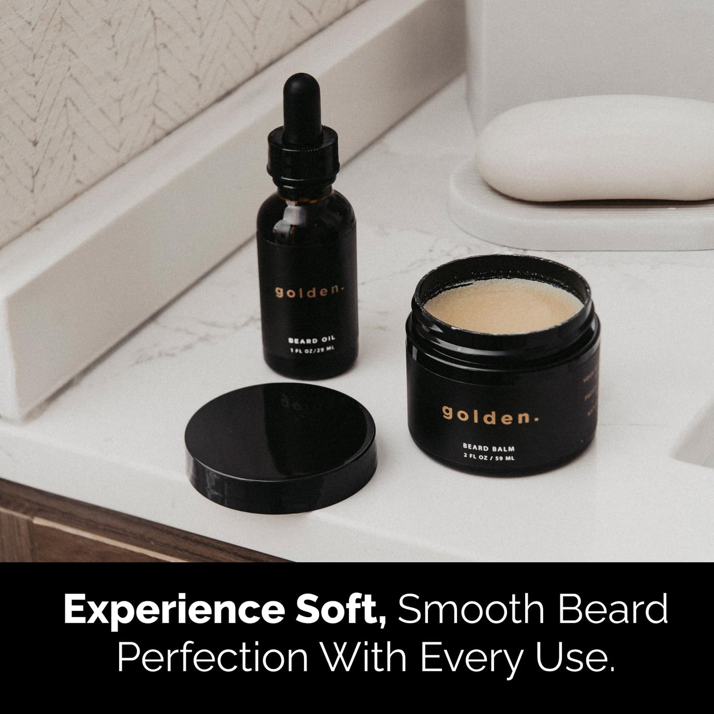 Golden Grooming Beard Oil & Balm Bundle for Men | Natural Growth Kit with Shea Butter | 2-Set Regular | Fresh Scent