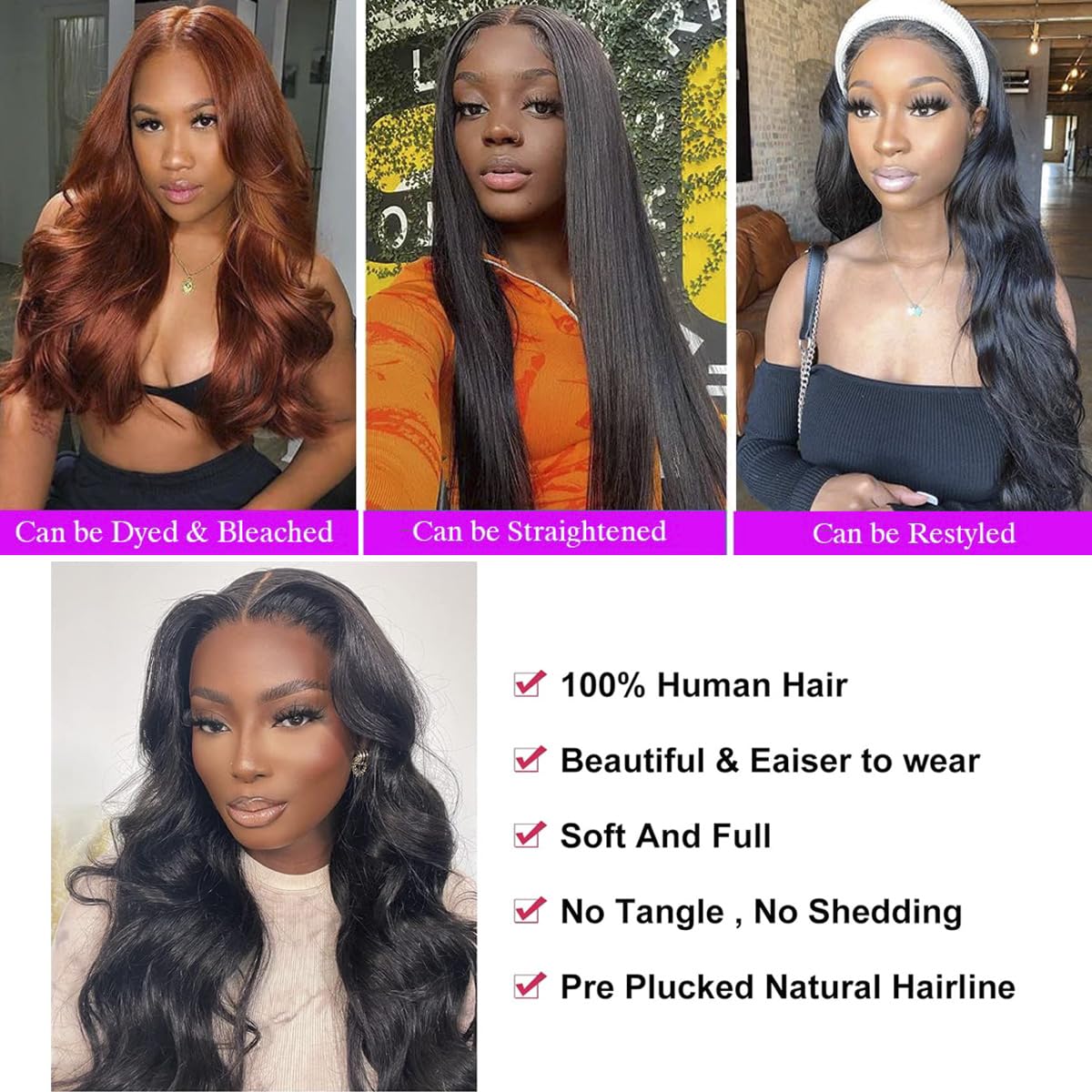 PRIMELACE V Part Wig Human Hair Body Wave 24inch 180% Density Upgrade UPart Human Hair Wig Brazilian Body Wave V Part No Leave Out Glueless Clip In
