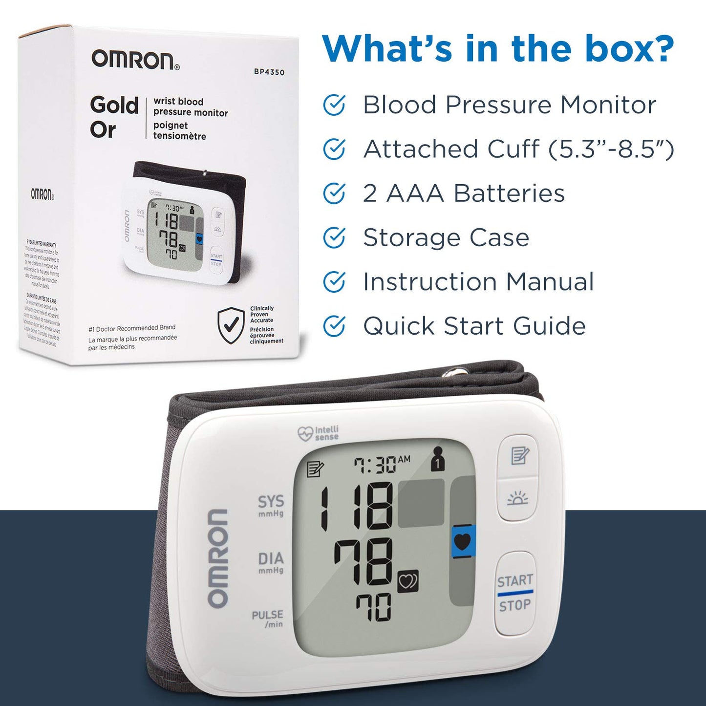 OMRON Gold Wireless Wrist Blood Pressure Monitor for Home Use - #1 Doctor & Pharmacist Recommended Brand - Clinically Validated - Connect App