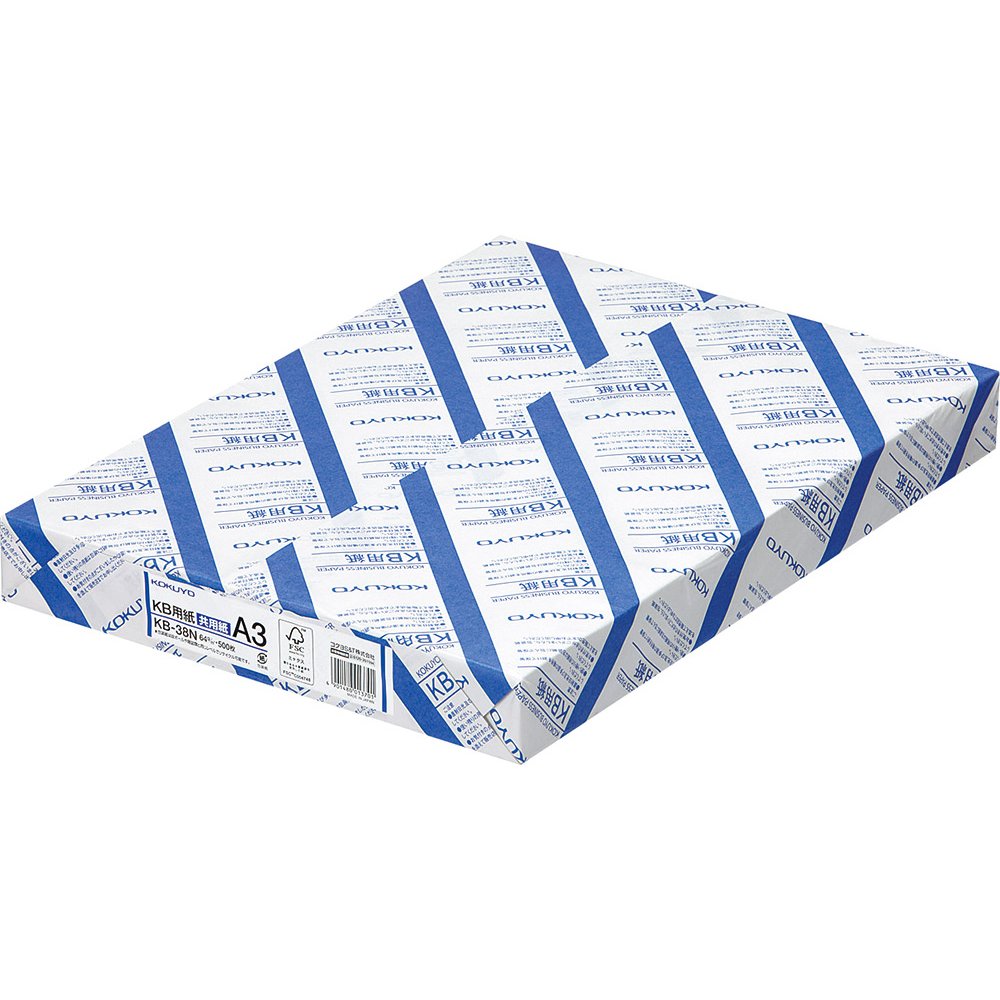 Kokuyo A3 KB Paper 11.69 × 16.54 in, 1 Ream (500 Sheets), 80 Bright White Copy Printer Paper in Office/School/Home - 17 lb/64gsm Jam-Free, Perfect for Printing, FSC Certified (KB-38N)