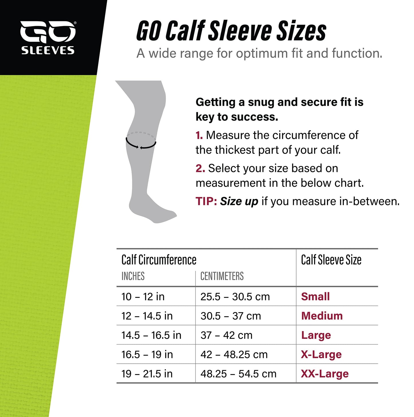 GO SLEEVES Kinesiology Calf Compression Sleeve Men, Targeted Support for shin splints, Muscle Fatigue, Soreness, Calf Muscle