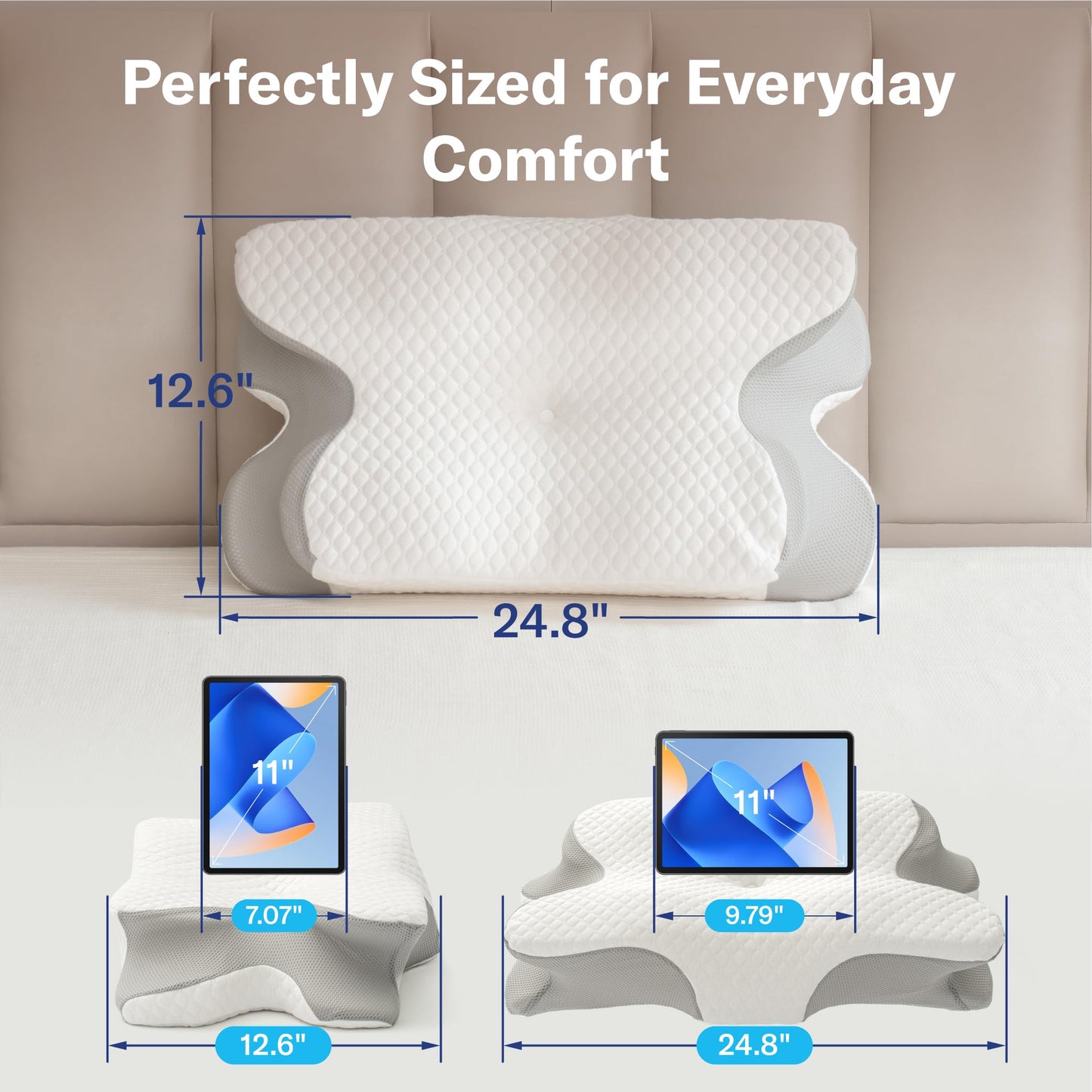 Alcedo Cervical Pillow for Cozy Sleep and Neck Pain Relief, Odorless Ergonomic Memory Foam Pillow, Orthopedic Bed Pillow for Side, Back & Stomach Sleepers