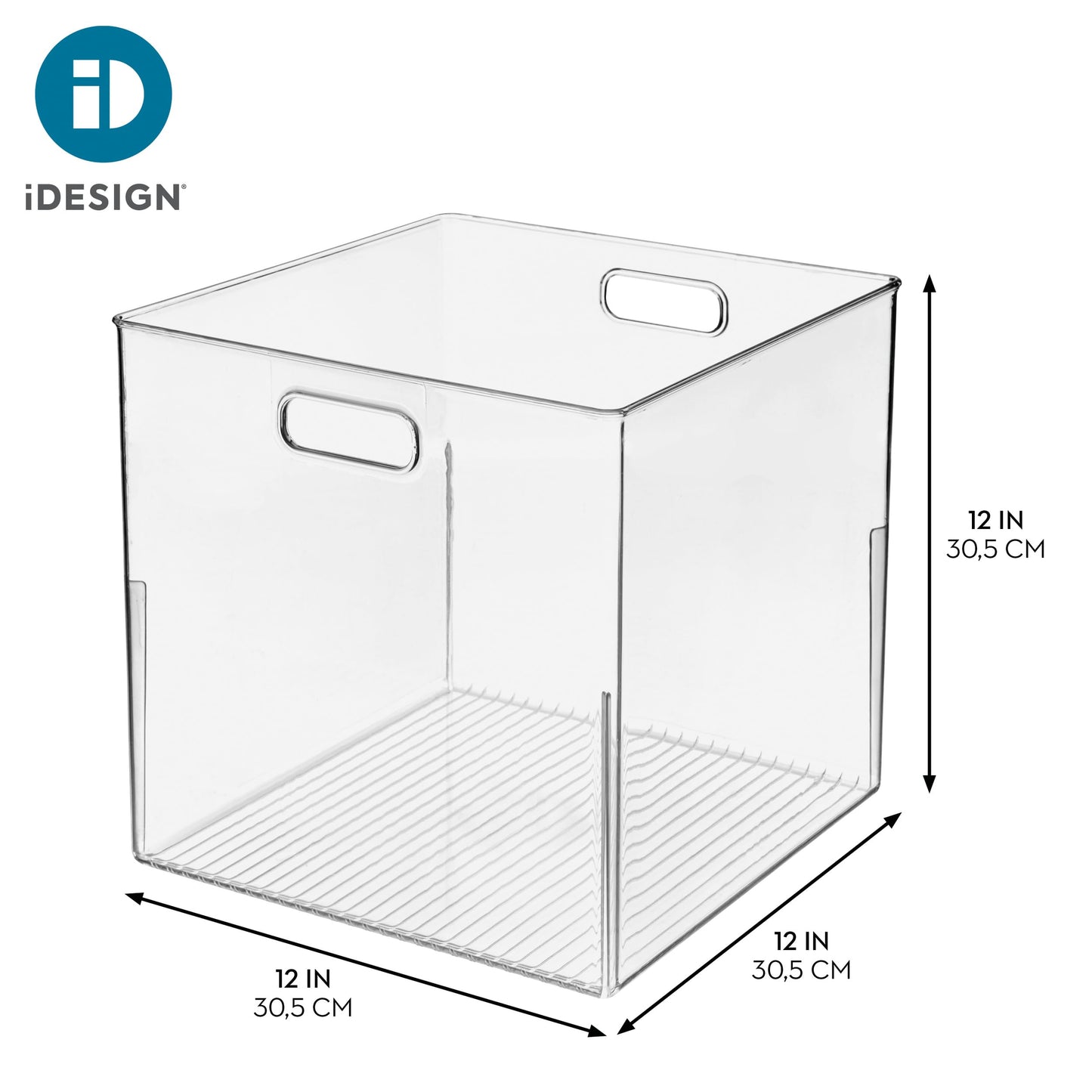iDesign Pantry Storage Bin, Large Cube Organizer for Cabinet, Countertop, or Fridge, Clear, Made in USA