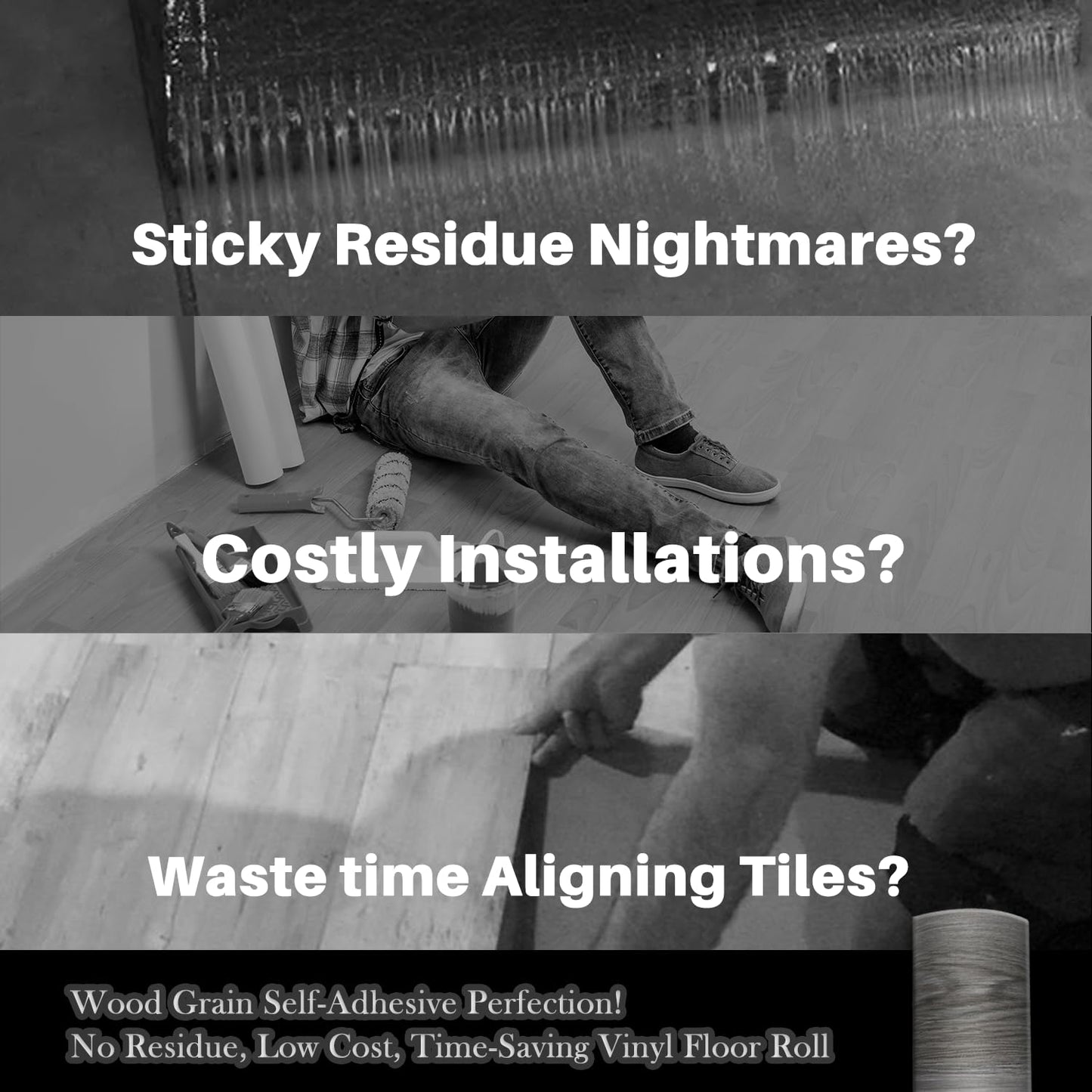 auxua Wood Grain Peel and Stick Floor Tiles – 11.8” Width, Full Roll Length of 394" – Versatile Design for Any Space, Grey Self Adhesive Vinyl Flooring, Waterproof and Non-Slip Features