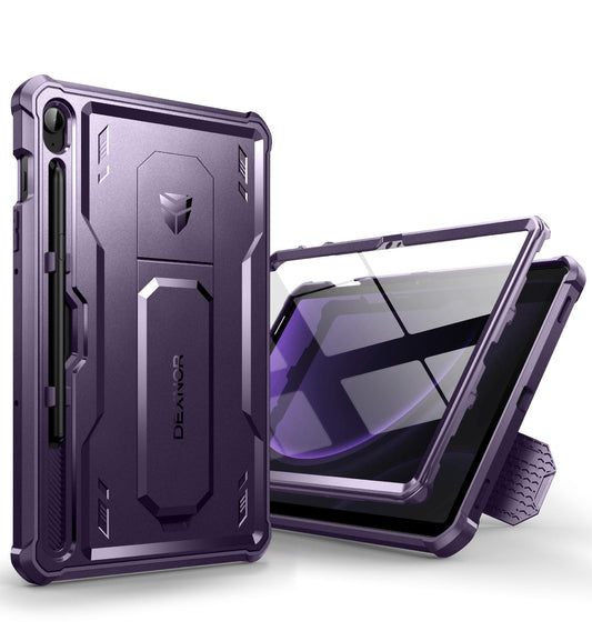 Dexnor Case for Samsung Galaxy Tab S9 FE 10.9 Inch 2023, [Built in Screen Protector & Kickstand] with Pen Holder Heavy Duty Shockproof Full Body Protective Cover for Galaxy Tab S9 FE Case-Purple