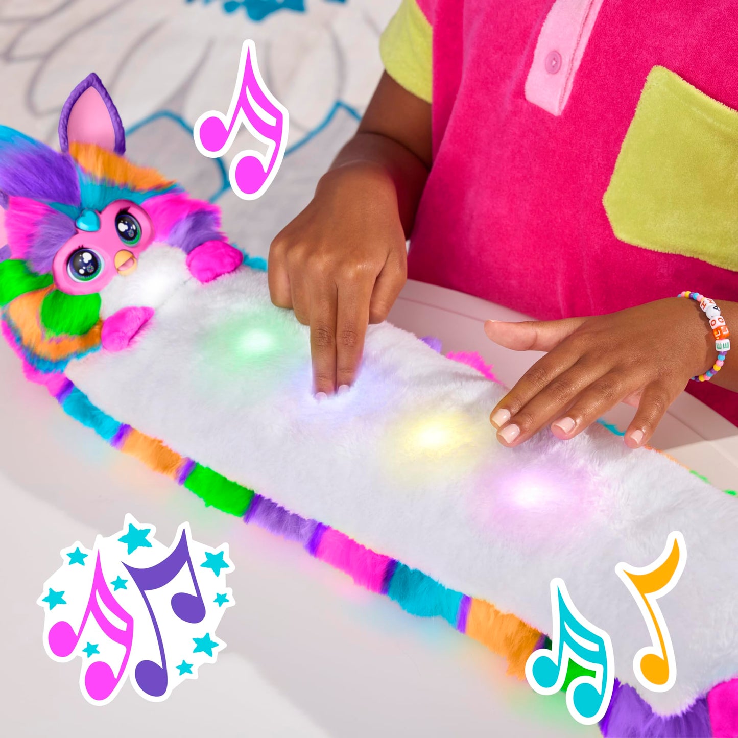 Furby DJ Furby Interactive Toy, Neon Star, Snuggly Electronic Plush, Music, Lights, Motion, & Games, Speaks English & Furbish, 32 in/81 cm Long, 6+ (Amazon Exclusive)