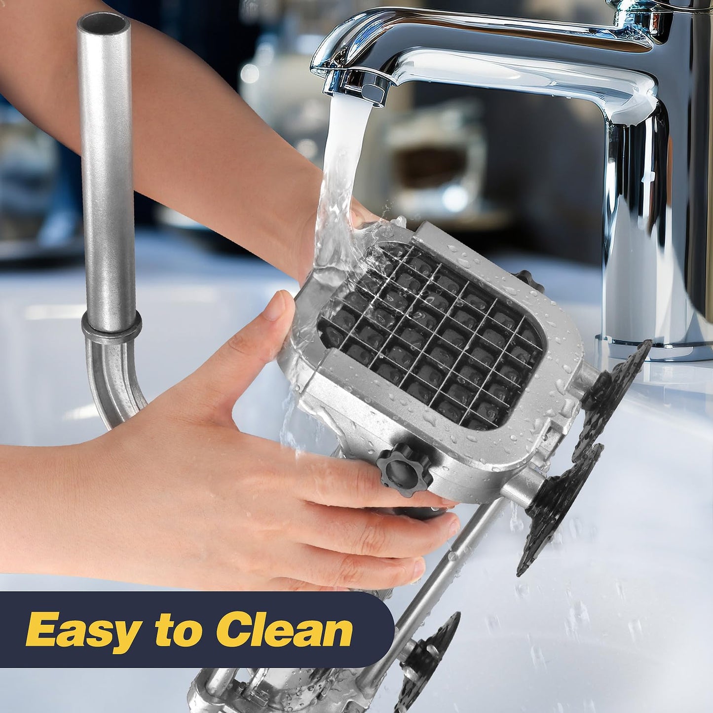 French Fry Cutter, Ruooson Professional Potato Cutter Slicer with 1/2 In & 3/8 In & 1/4 In Stainless Steel Blades, Great for Whole Potatoes Carrots Cucumbers.
