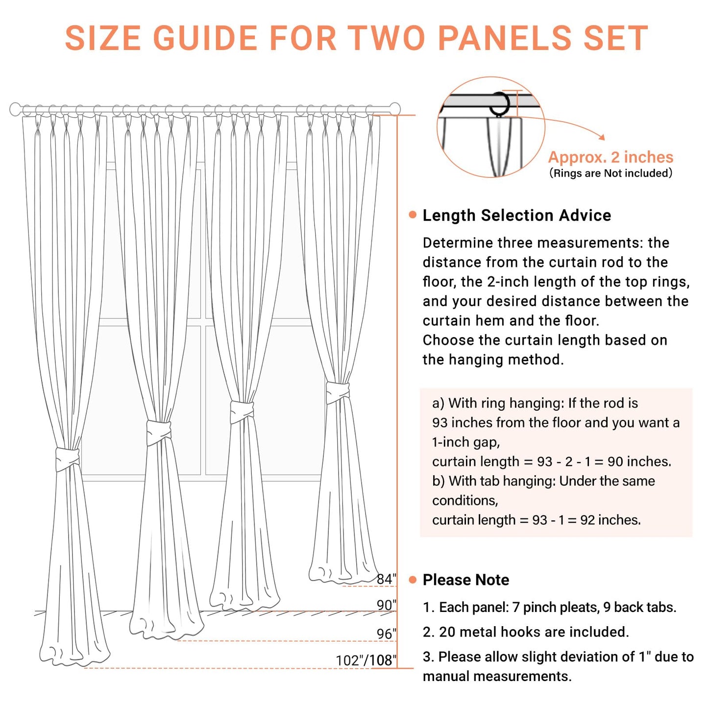 100% Blackout Shield Linen Pinch Pleated Curtains, Blackout Curtains 96 Inch Long 2 Panel Set, Pleated Drapes with Hooks for Bedroom & Living Room, 40" W x 96" L, Cream