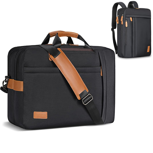 ESTARER 3 In 1 Laptop Bag for Men, 17-17.3 Inch Laptop Backpack Computer Satchel Bag for Work/Travel/Business, Convertible Backpack Briefcase Water resistant Nylon Messenger Backpack (Black)