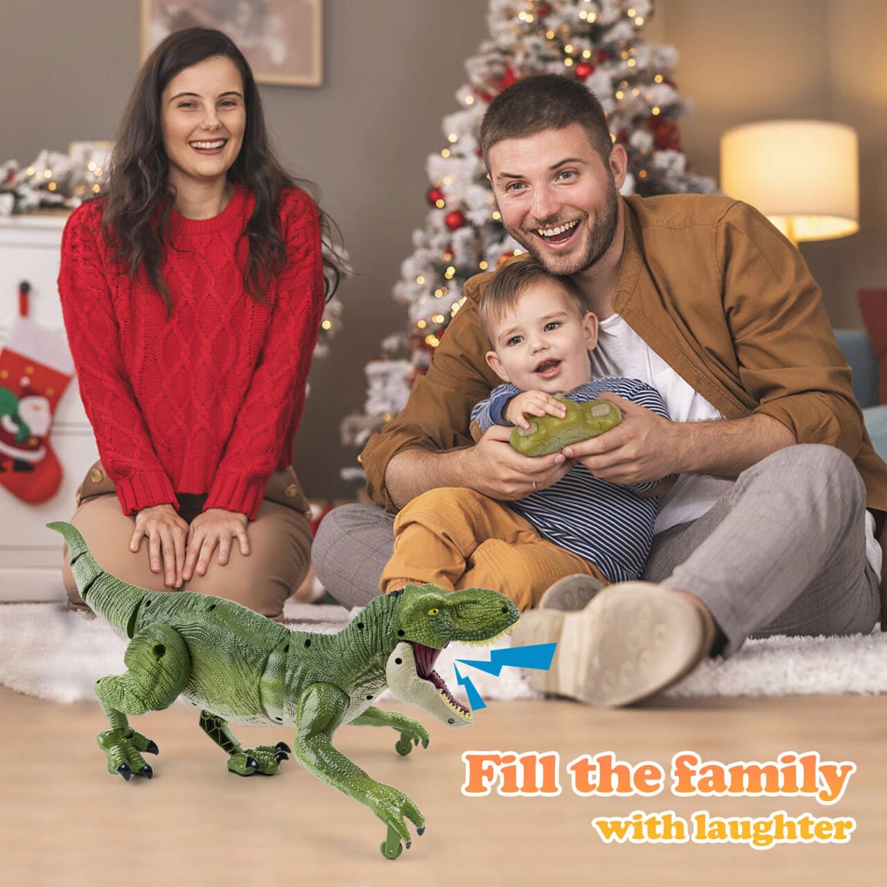 ToyFuntasy Remote Control Dinosaur Toys for Kids Ages 4-7 8-12 - Best Birthday Gifts for Boys 4 5 6 7 8 9 10 11 12 Year Old, RC Walking Dino with Roaring, Spray, Light, Touch Sensing