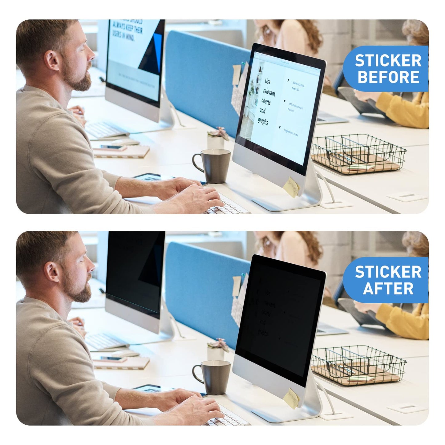 22 Inch Privacy Screen for Computer Monitor Eye Protection Anti Glare Blue Light Monitor Privacy Shield Screen 22 Inch 16:10 Aspect Ratio [2 Pack]