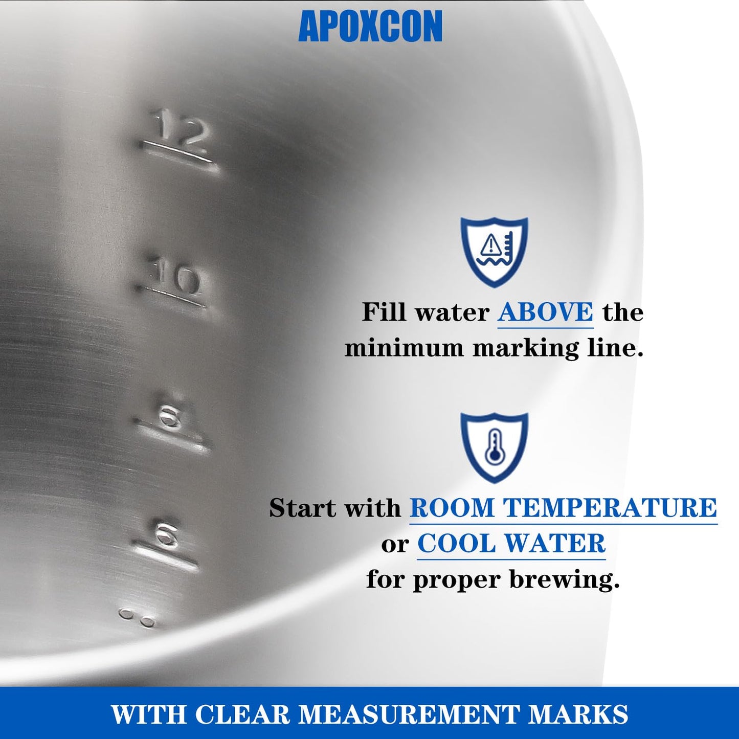 APOXCON Electric Coffee Percolator Stainless Steel Coffee Maker with Clear Brew Progress Tough Glass Knob and On/OFF Switch Classic Coffee Pot with Keep Warm & Cordless Serve No Aluminum (12 Cup)