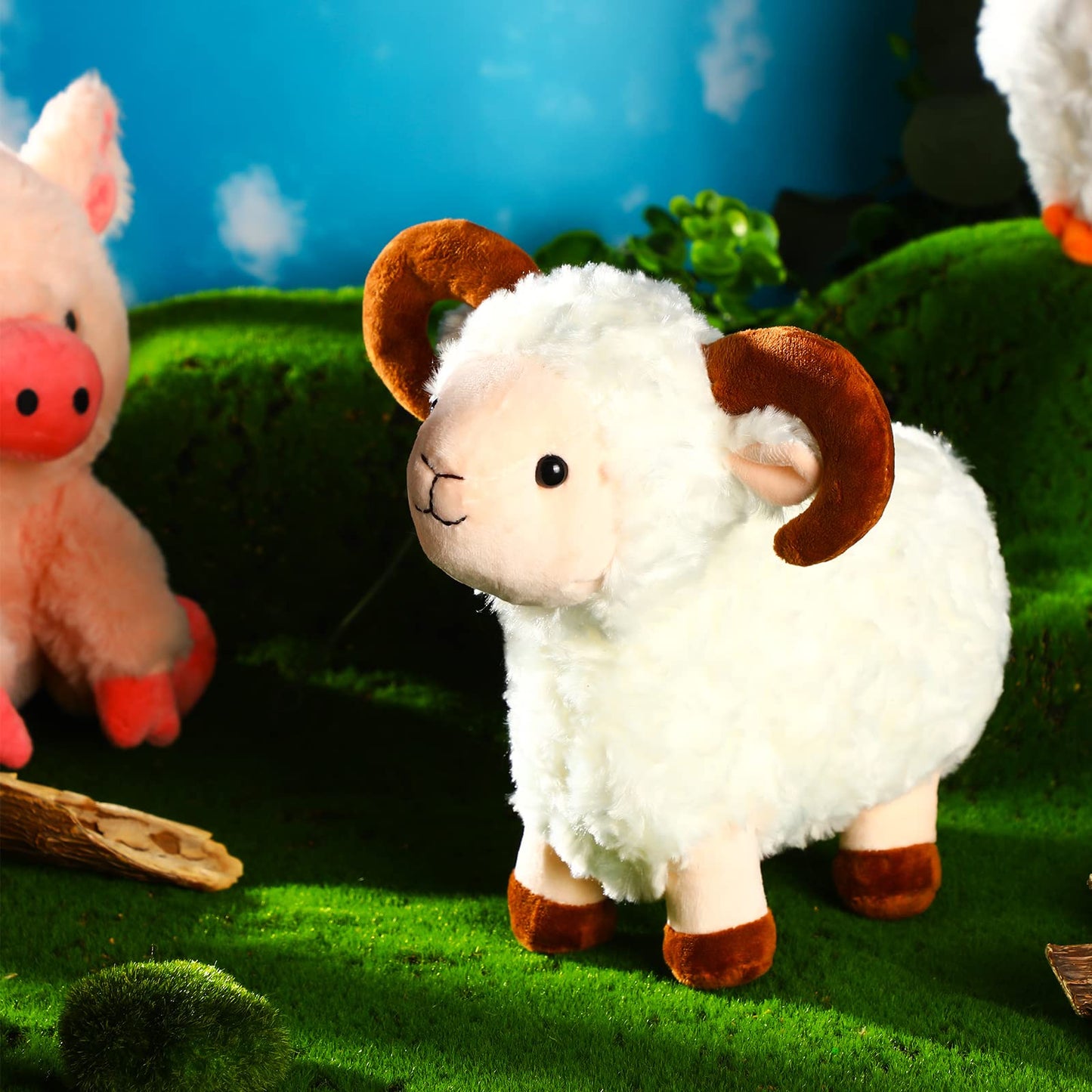 Skylety 5 Pack Farm Plush Animals Set 10 Inches Plush Farm Stuffed Animals Barnyard Stuffed Toys Soft Pig Rooster Horse Sheep Cow Plush Toy for Birthday Party Favor(Mixed Style)