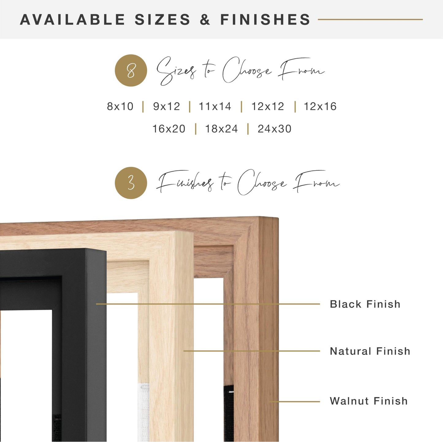 MCS Canvas Float Frames 24x30 Frame, Walnut Wood Grain for Finished Canvases, Vertical & Horizontal Wall Hanging Large with Adhesive for Canvas Paintings (1-Pack)