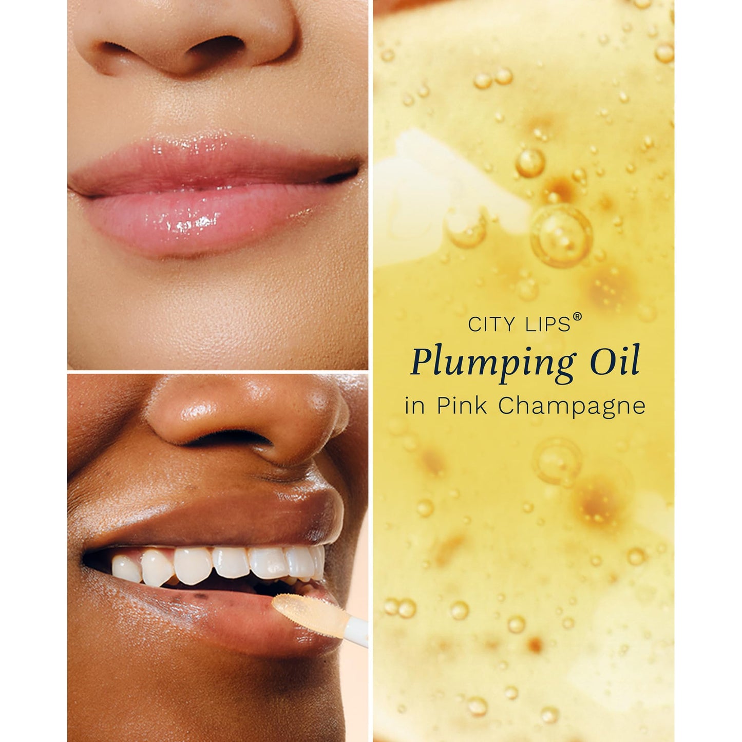 City Beauty City Lips Plumping Oil - Plump, Hydrate, Restore - Anti-Aging Lip Treatment - Plumping Lip Oil with Hyaluronic Acid & Plant Extracts (Pink Champagne)