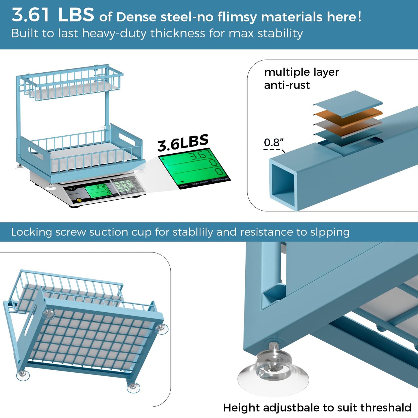 Saydear Under Sink Organizer Storage 2-Tier Premium Metal Pull-Out Kitchen Cabinet Organizer with Sliding Drawer, Height Adjustable, Heavy Duty for Kitchen & Bathroom Organizers 2 Pack Teal