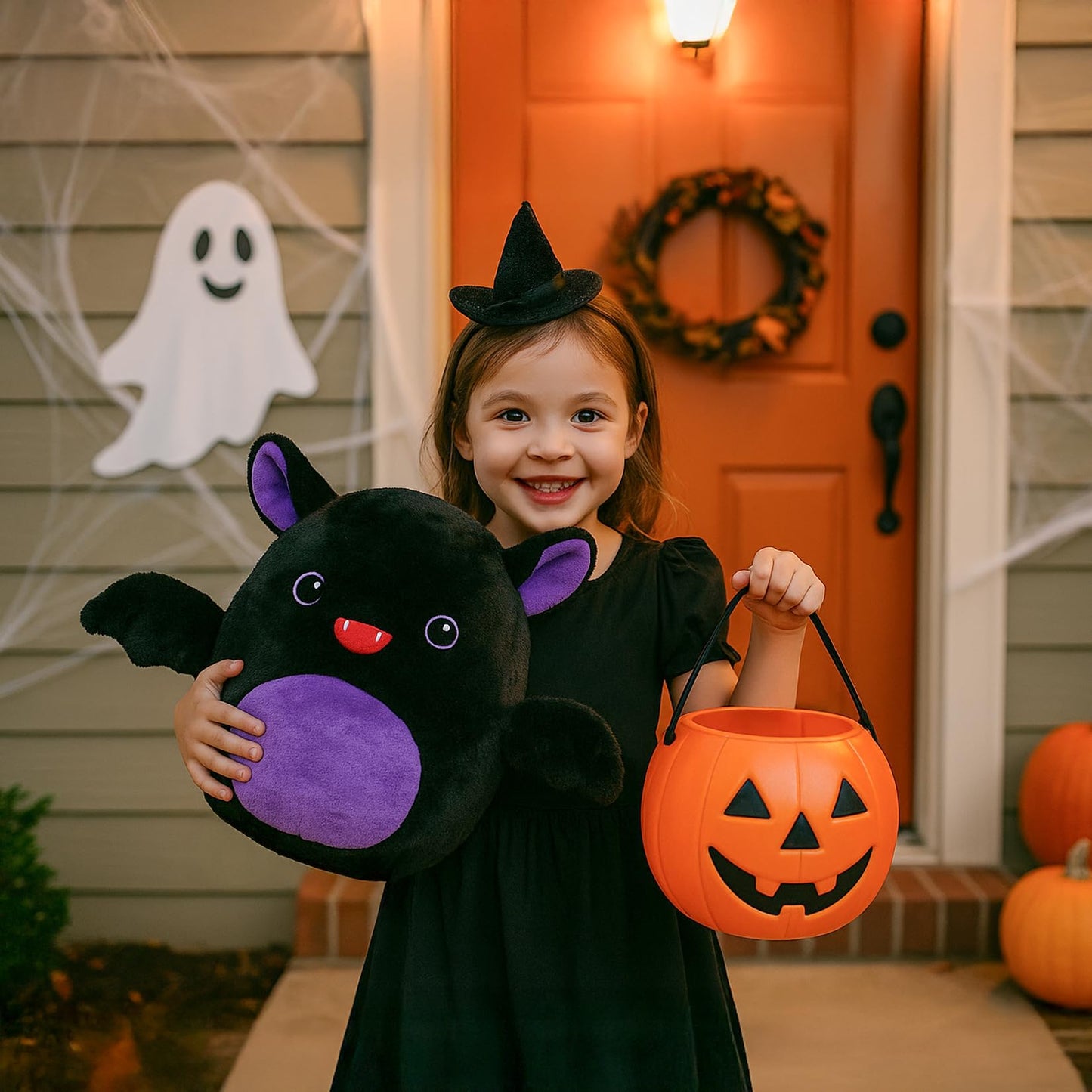WEIGEDU Bat Plush Toy with Wings and Embroidered Eyes - Halloween Theme Party Gift for Boys and Girls