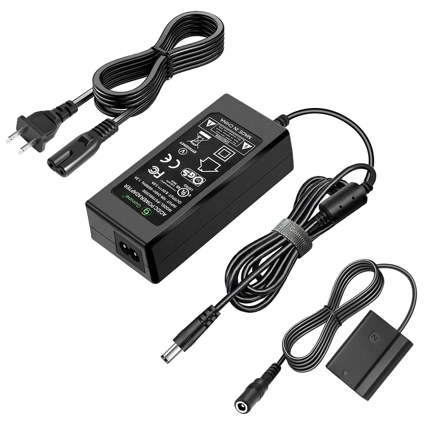 Gonine NP-FZ100 A7III Dummy Battery NPFZ100 Continuous Power Supply Adapter Charger Kit, for Sony Alpha A7III A7IV A6700 A6600 ZV-E1, A7SIII A7C A1 FX3 A7R3 A7R IV, A9 A9R A9S Cameras.