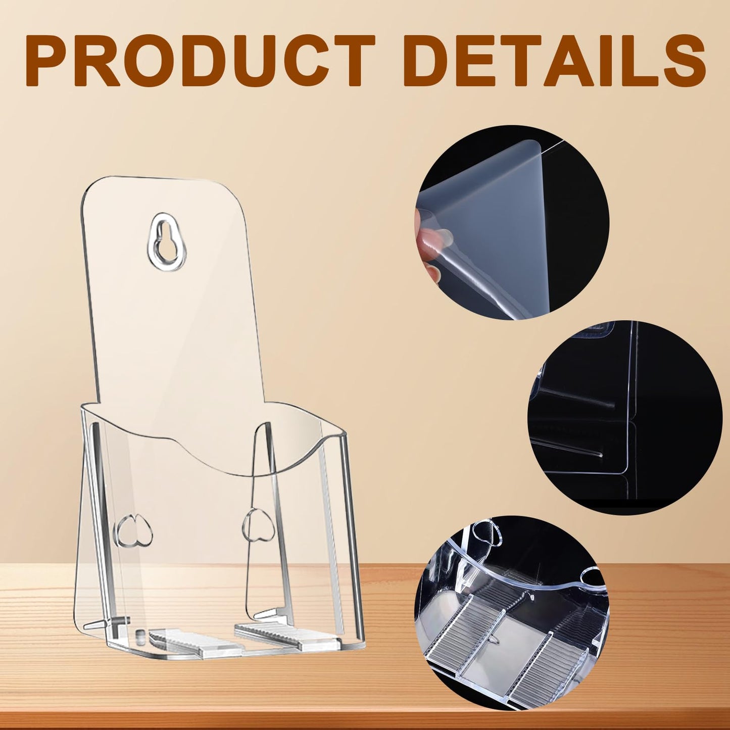 Hyuetrsa 20 Pieces Acrylic Brochure Holder,4 x 7.9 Inches Brochure Display Stand,Clear Literature Holder with Hanging Hole, Desktop Storage for Brochure,Magazine,Map,Booklets,Leaflet, transparent