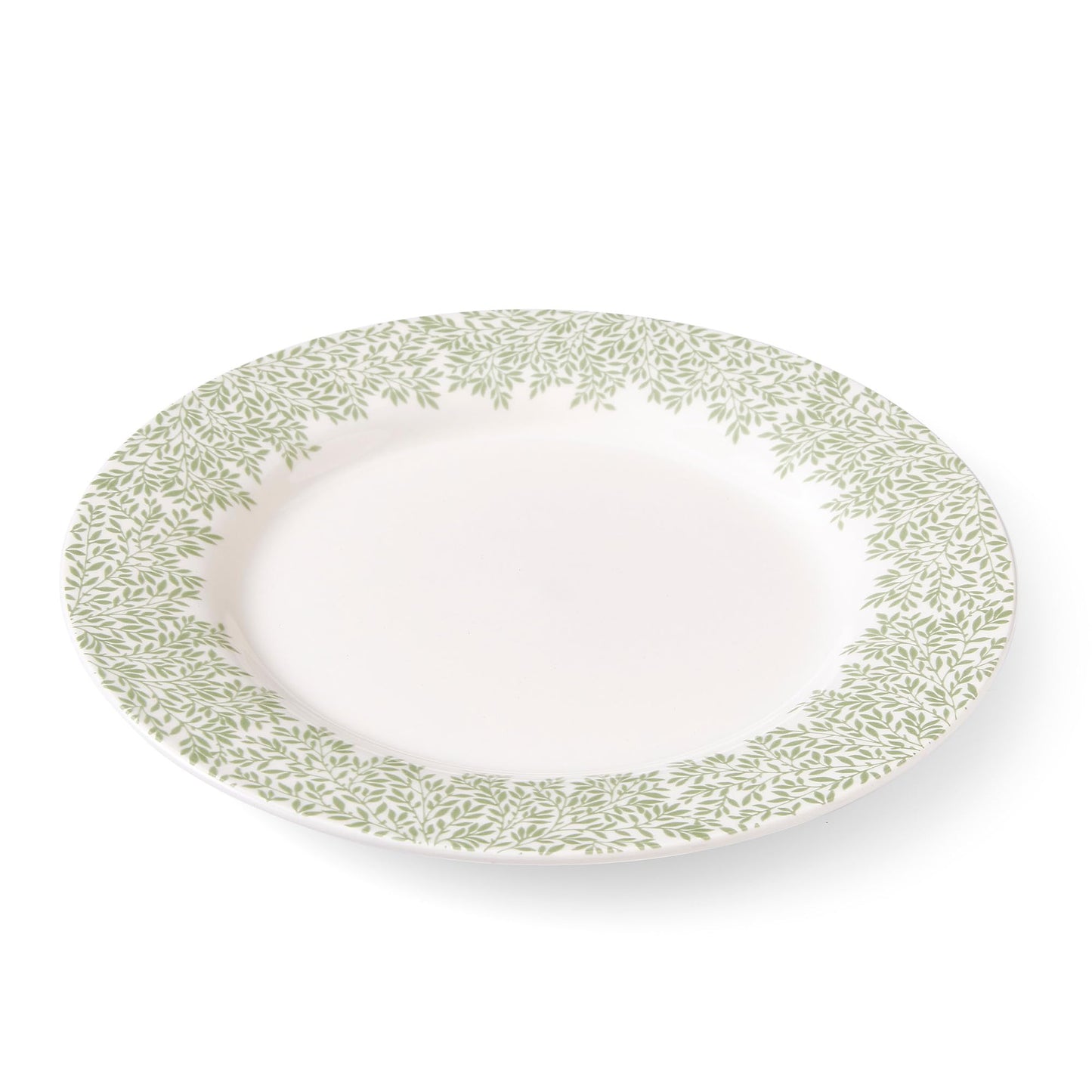 Spode Morris & Co Standen 11-Inch Dinner Plates, Set of 4 - Earthenware Dinnerware with Green Leaf Border Design, Microwave, Dishwasher, Freezer Safe - Elegant Tableware, Made in England