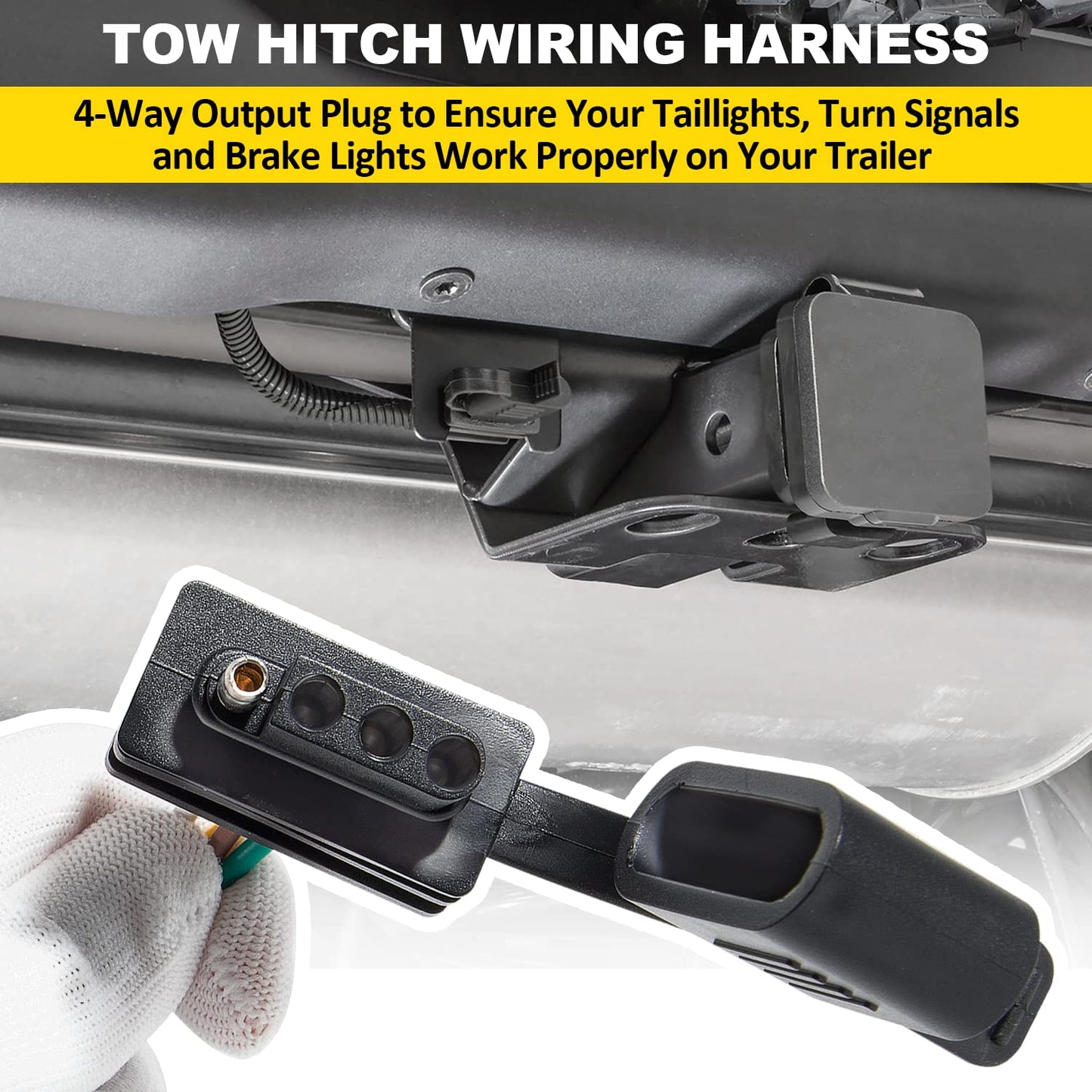 4-Pin Trailer Plug & Play Tow Hitch Wiring Harness fit for Jeep Wrangler Unlimited JL JLU 2018-2024, Custom 4 Way Towing Wire Harness Tube Kit for JL Trailer Light Connect