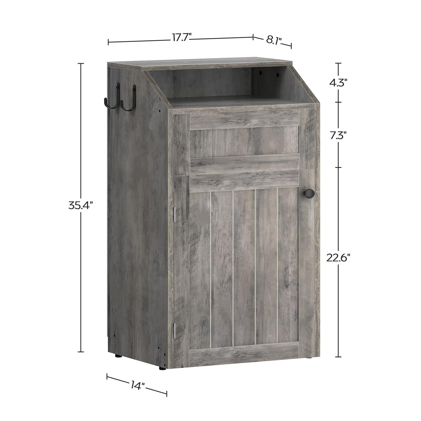 Trash Cabinet, Freestanding Trash Can Cabinet, Wooden Recycling with Flip Door, Hidden Kitchen Garbage Can, 10 Gallon Laundry, for Kitchen, Laundry, Greige WB01BG