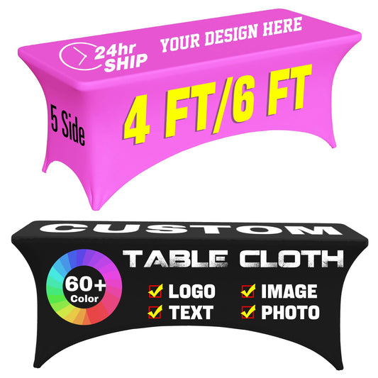 Custom Table Cloth with Business Logo 6 FT Custom Tablecloth with Text Image Customized for Business Tradeshow Events Birthday Party Wedding Decor Personalized Table Cloth