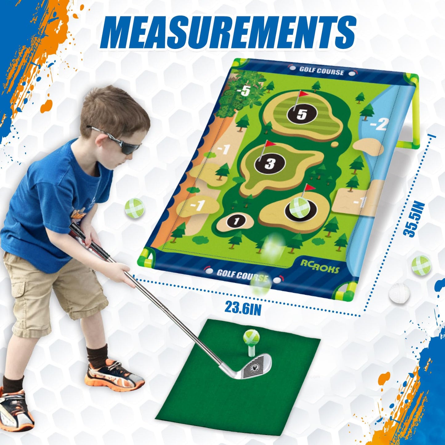 Golf Chipping Game w/t 2 Clubs, The Original Golf Practice & Battle Sports Toy Gifts for Junior Children, Family Backyard Target Game Indoor Outdoor Beach Lawn Park Ages 6+