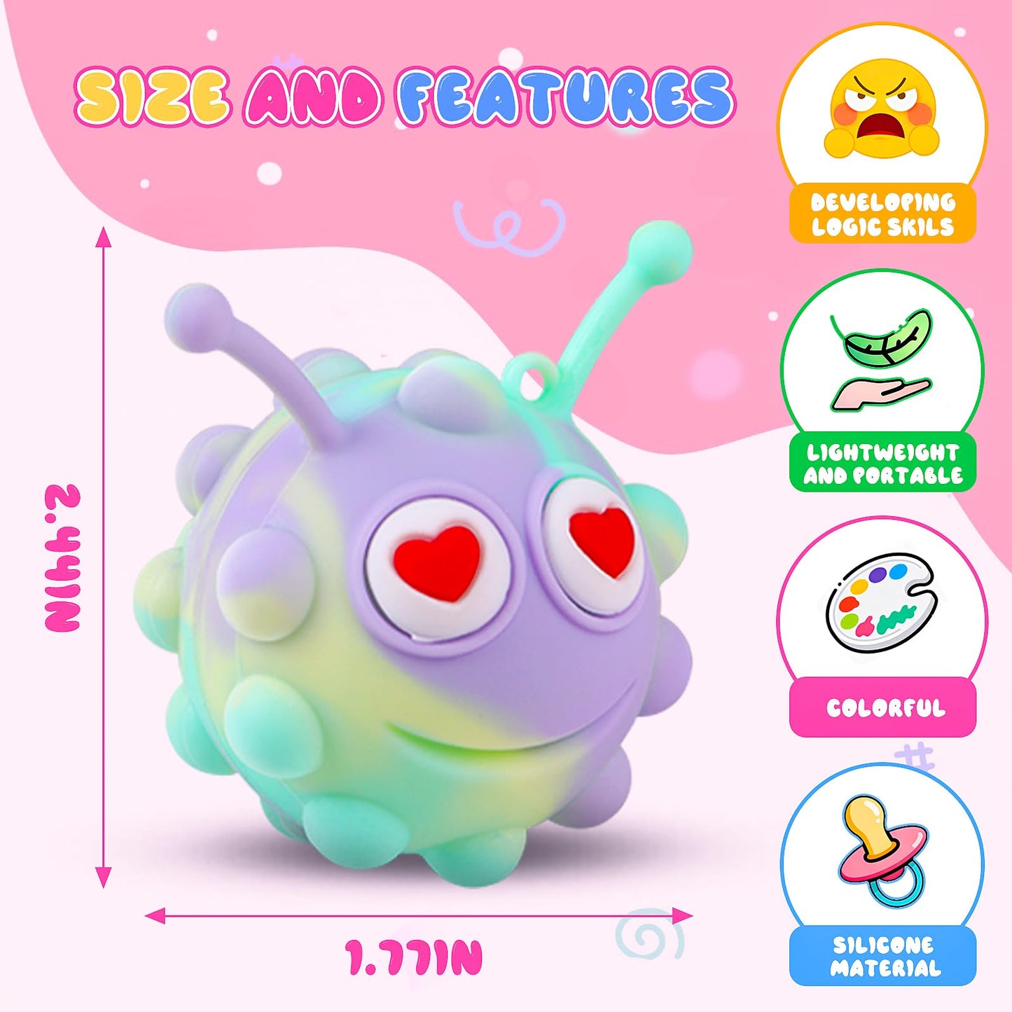 KissFree 36 PACK Animal Pop Balls Party Favors for Kids, 3D Pop Fidget Balls Toys Bulk, Gifts for Boys & Girls, Goodie Bag Stuffers, Pinata Stuffers, Treasure Box Toys, Prizes for Kids