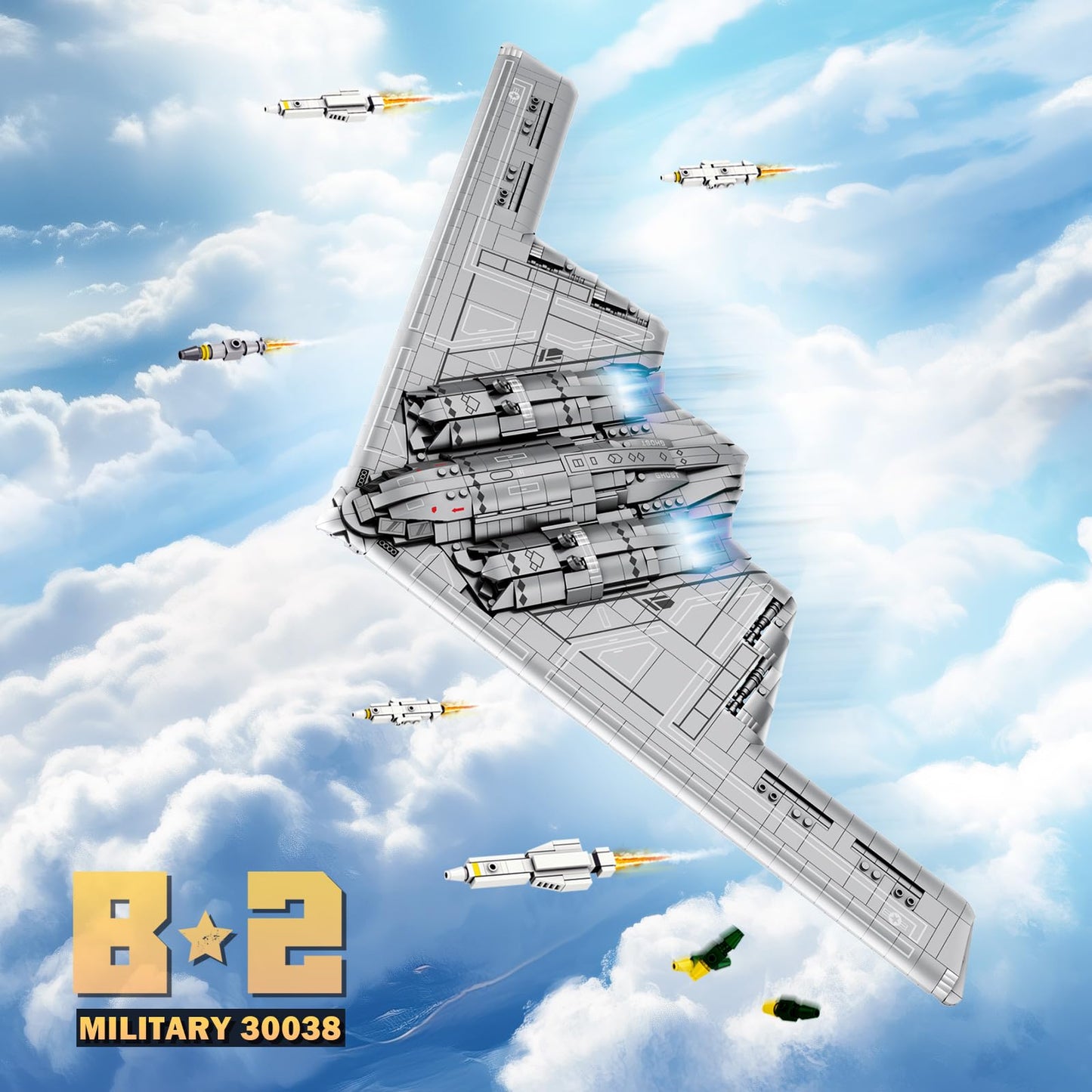 Reobrix Fighter Jet Building Set 33038, B2 Military Bomber Plane for Adults, Aviation Airplane Cool Jet Model Collection for Boys,Ideal Gifts for Kids 14+, Men and Military Fans