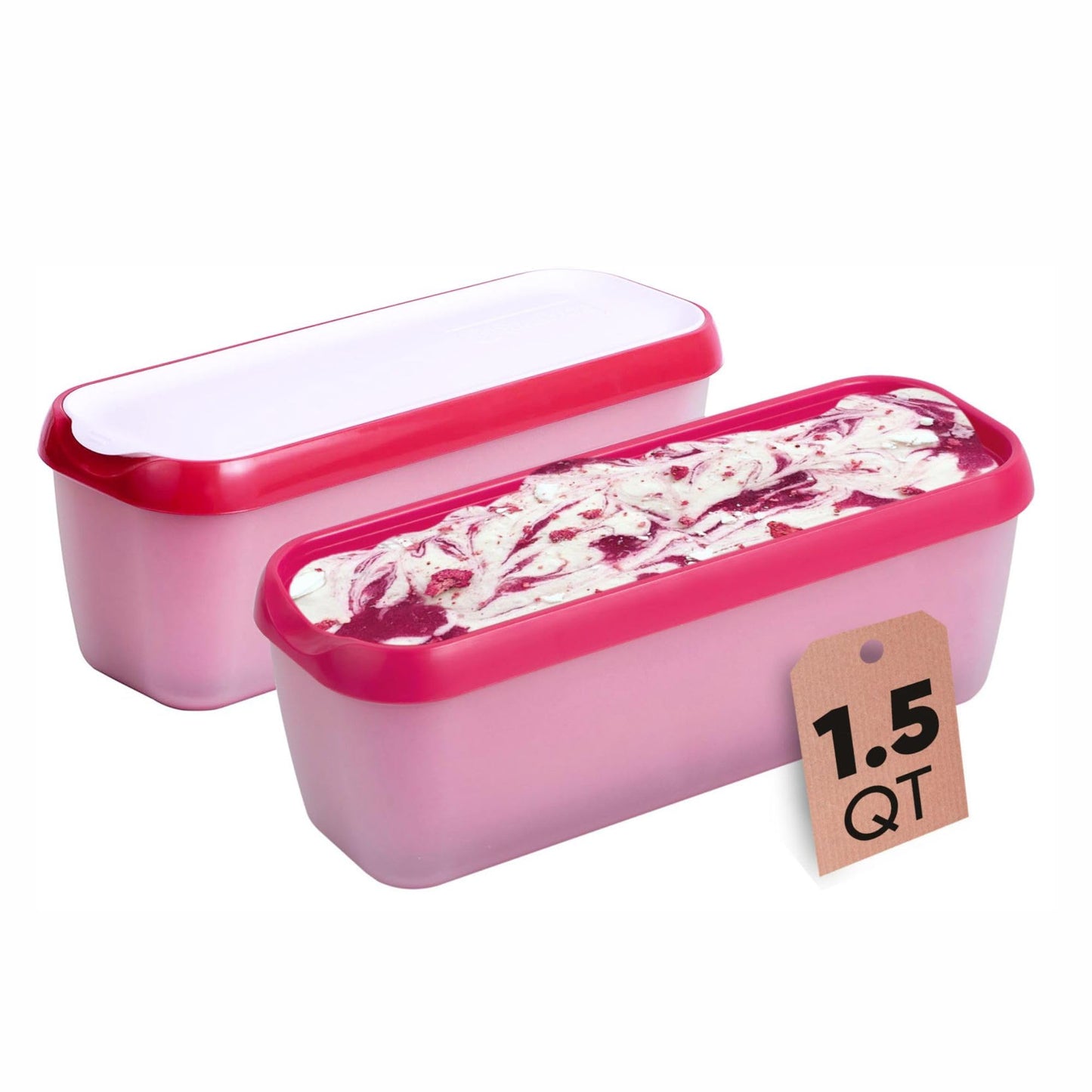 Starpack 'Inside Scoop' Ice-Cream Storage Container for Freezer (2 Pcs) - 1.5 Quart Ice Cream Containers for Homemade Ice Creams - Reusable Dessert Containers with Lids - Leak-Free Lids (Silicone)