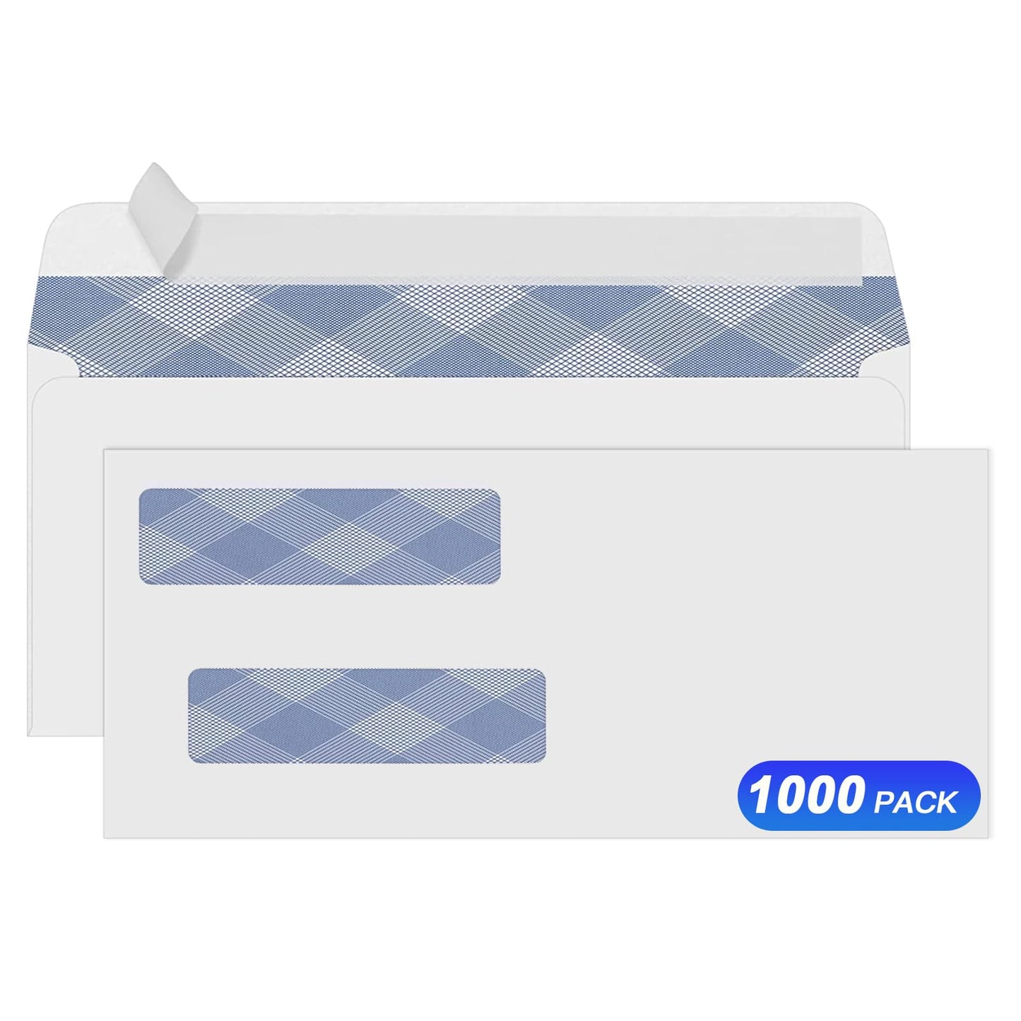 1000#8 Self Seal Business Envelopes, PANDRI No.8 Double Window Design for Business and Quickbooks Check(invoice not fit), Documents Secure Mailing - Number 8 Size 3 5/8 X 8 11/16-24LB
