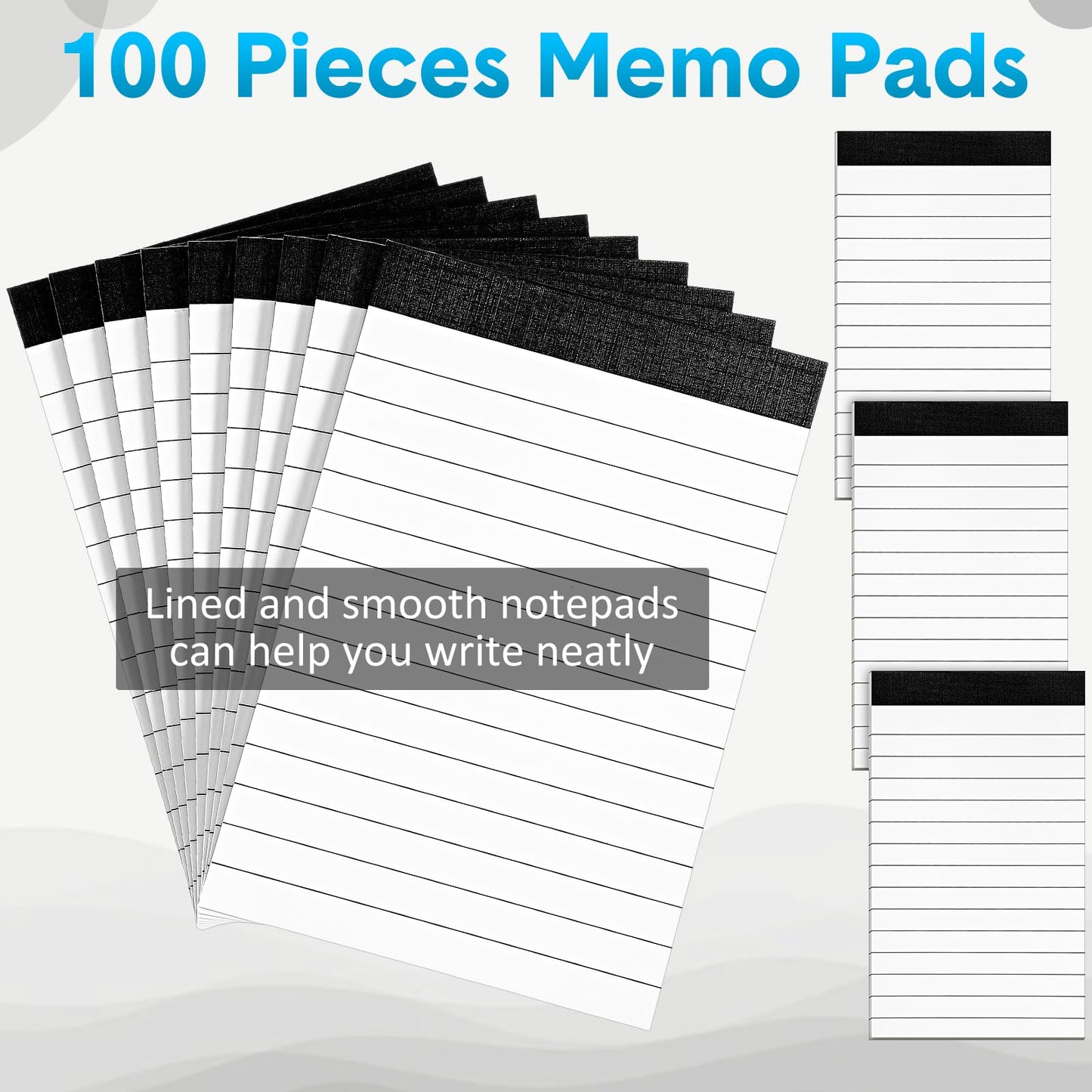 PerKoop 100 Pack Small Note Pads 4 x 6 Inch Lined Notepad Mini Memo Legal Pads with 30 Sheets Refills for Taking Notes Office School Supplies